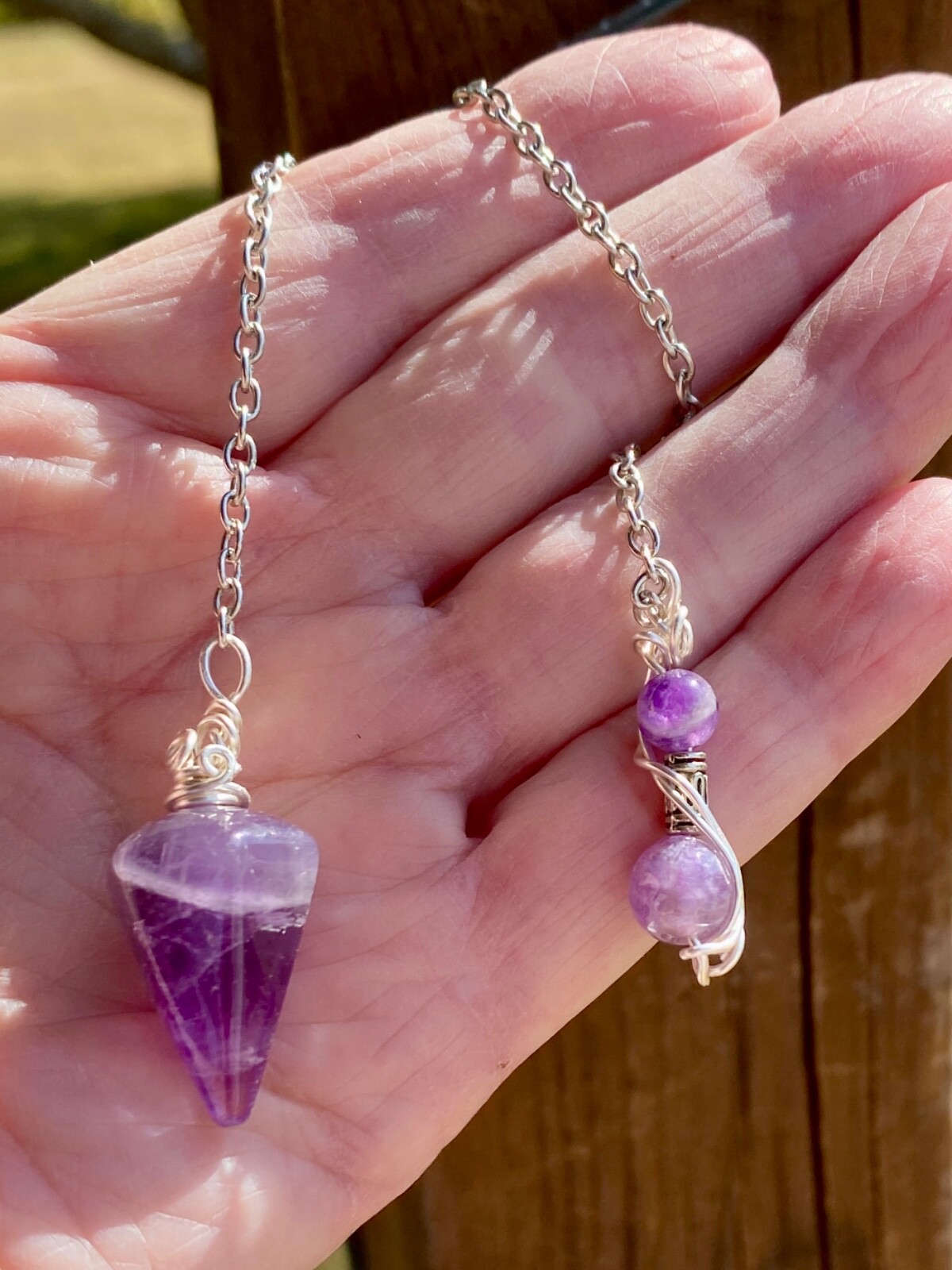 REIKI AMETHYST RID NEG PENDANT PENDULUM CHARGED WICCA PAGAN DIVINATION SPELL