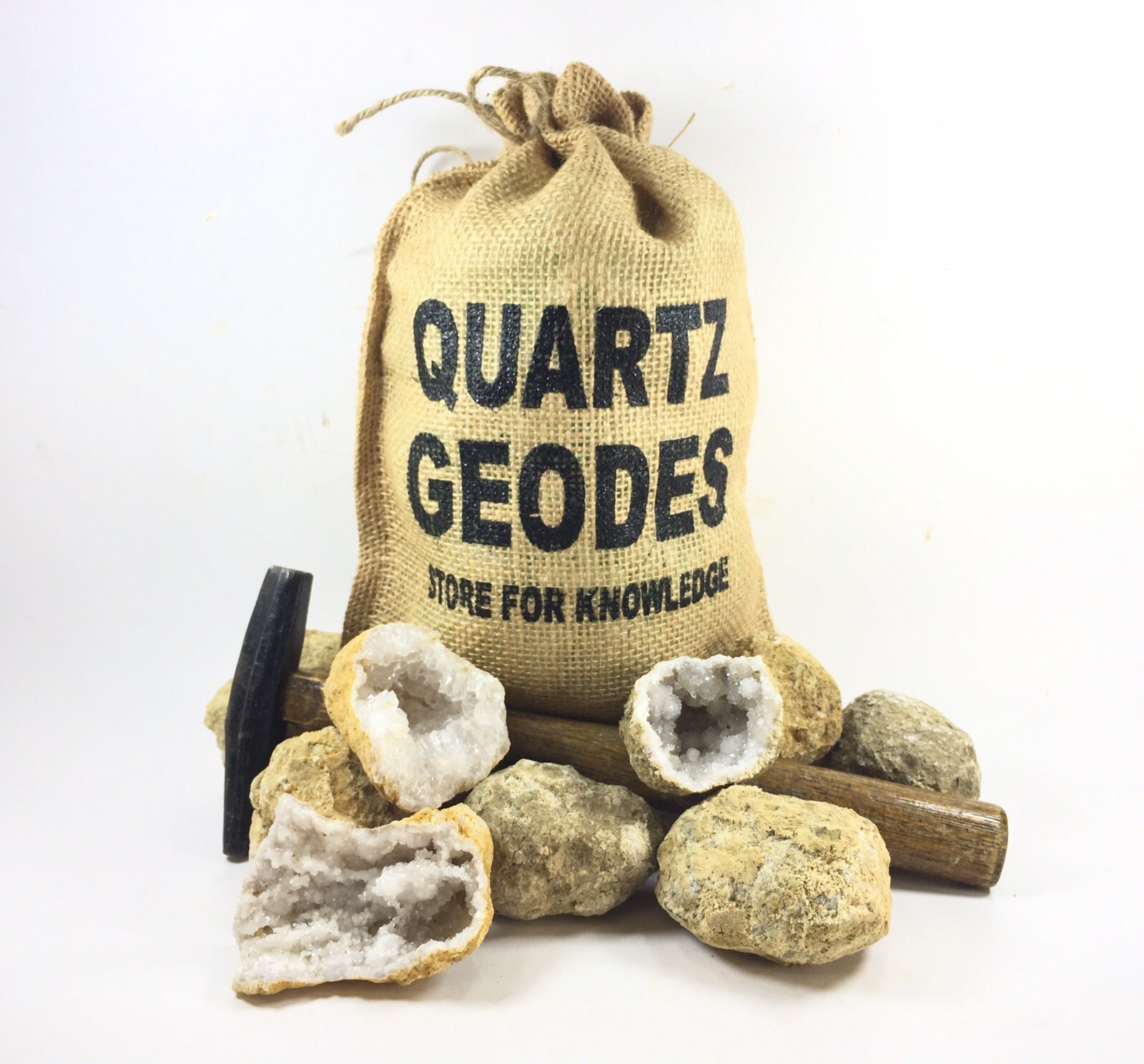 20 Break Crack Open Your Own Whole Quartz Geodes W/Gift Bag – 2″ Crystal Rocks