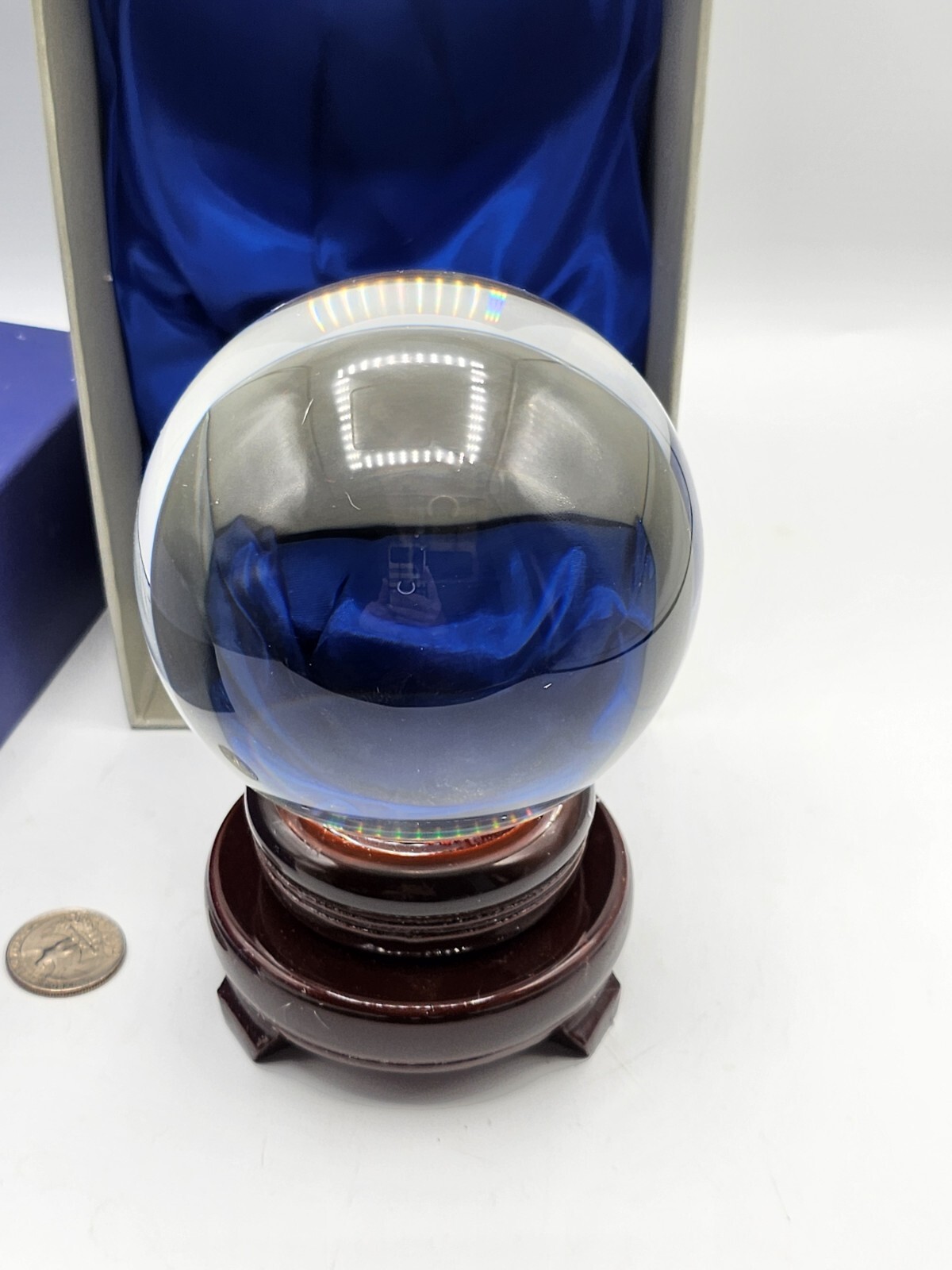 LONGWIN 4 Inch Clear Crystal Ball Meditation Sphere With Stand And Box