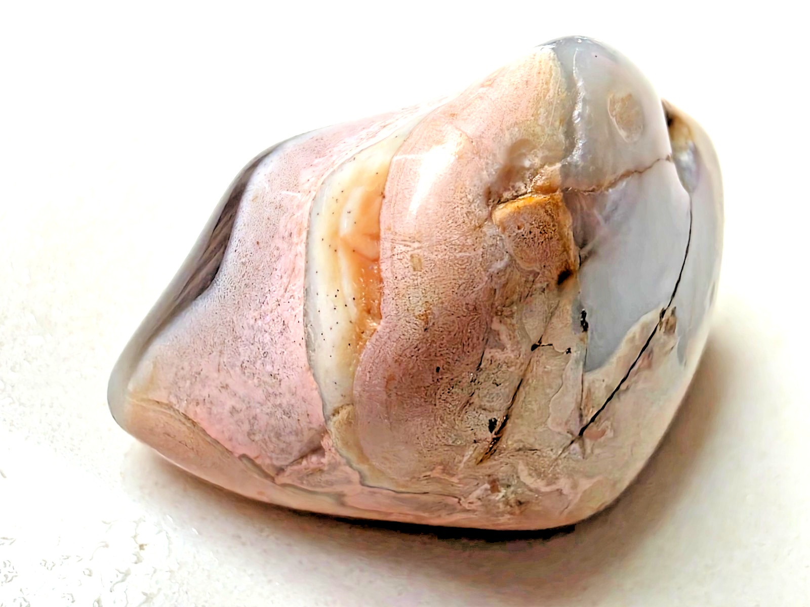 POLISHED BEAUTIFUL BOTSWANA AGATE, Pink and Dark Gray AGATE MUST SEE