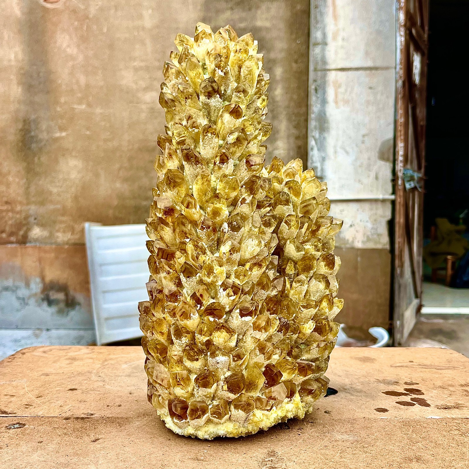 18.88LB Yellow Ghost Phantom Crystal Cluster Flower Raw Crystal Heal Quartz Deco