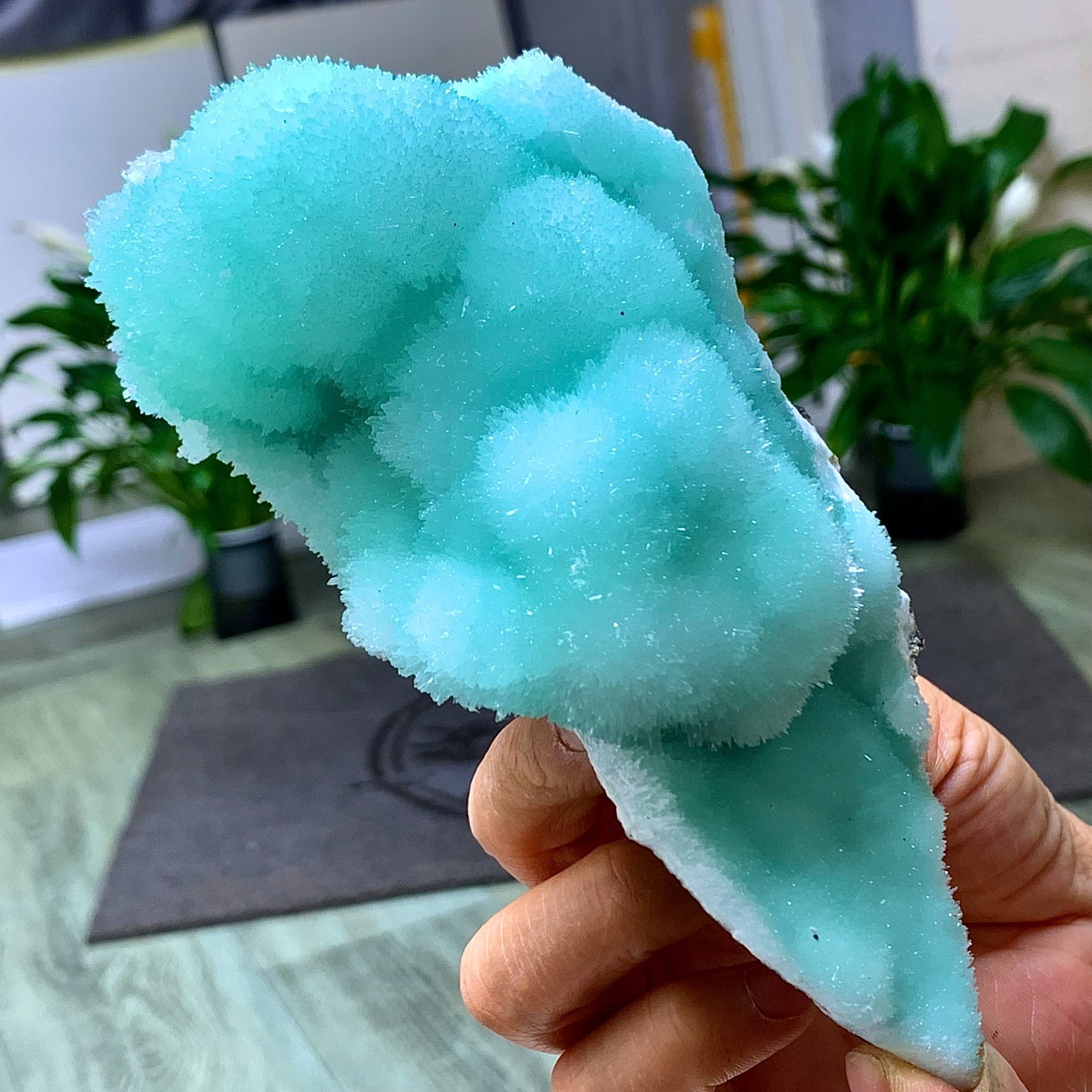 1.23LB Natural blue texture stone crystal,Heteropolar of Chinese blue aragonite