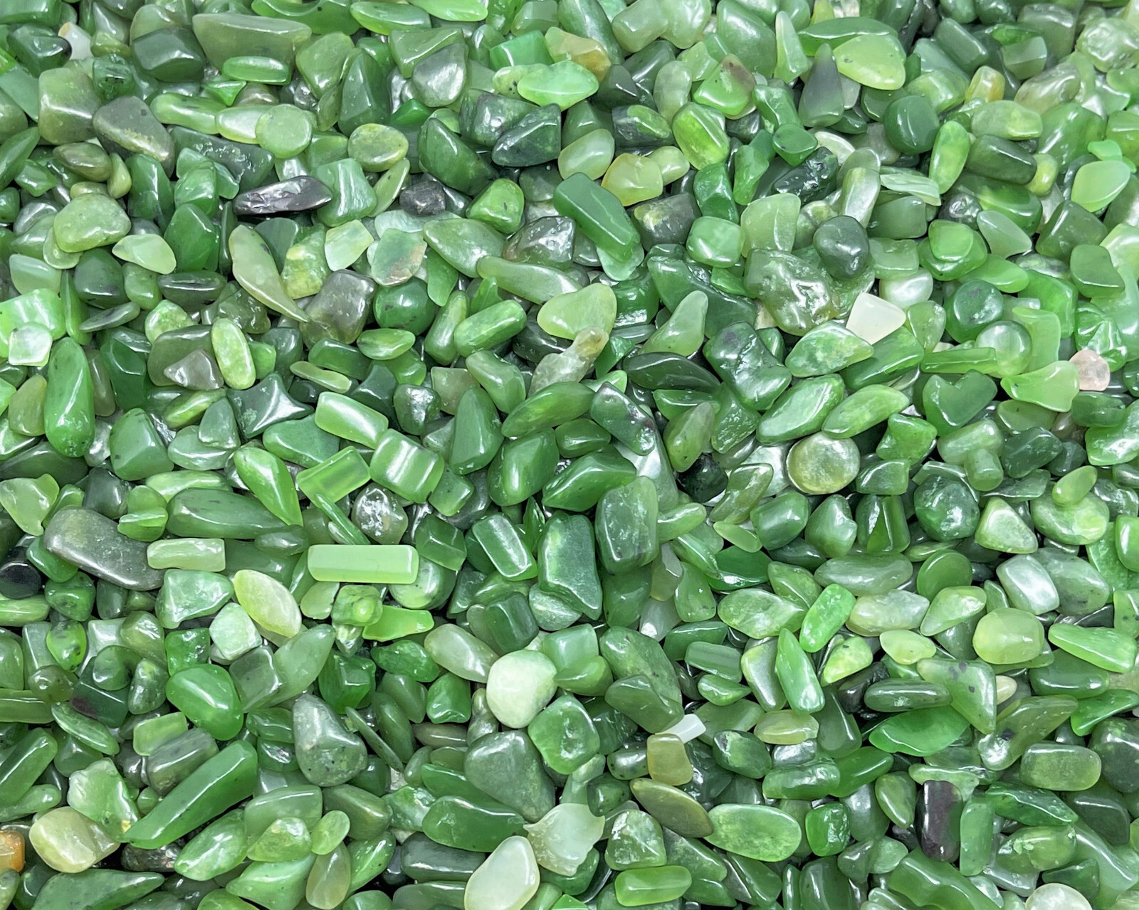 Jade Nephrite Semi Tumbled Gemstone Mini Chips 5-15 mm, ‘A’ Grade Wholesale Lots