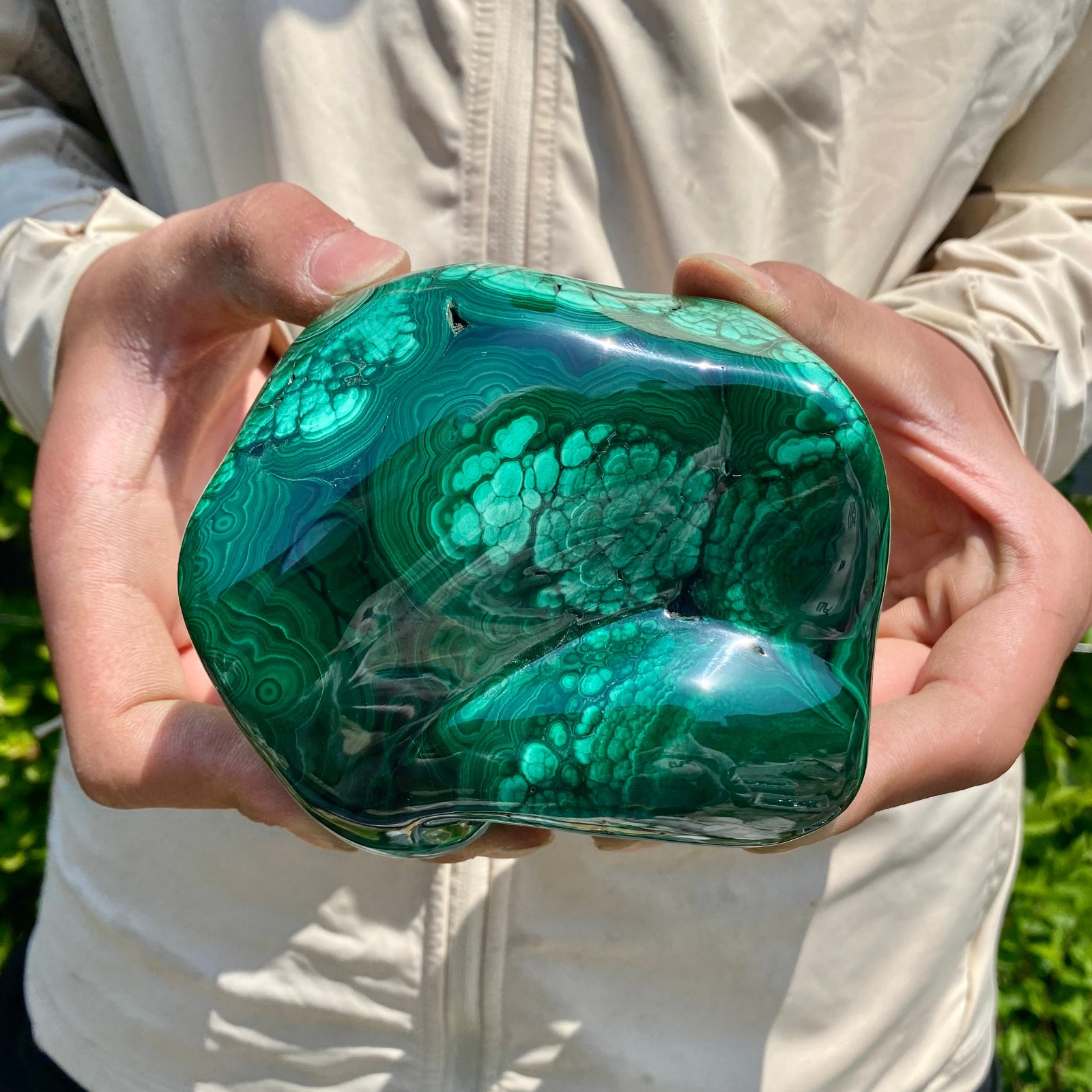 2.42LB Natural glossy Malachite transparent cluster rough mineral sample