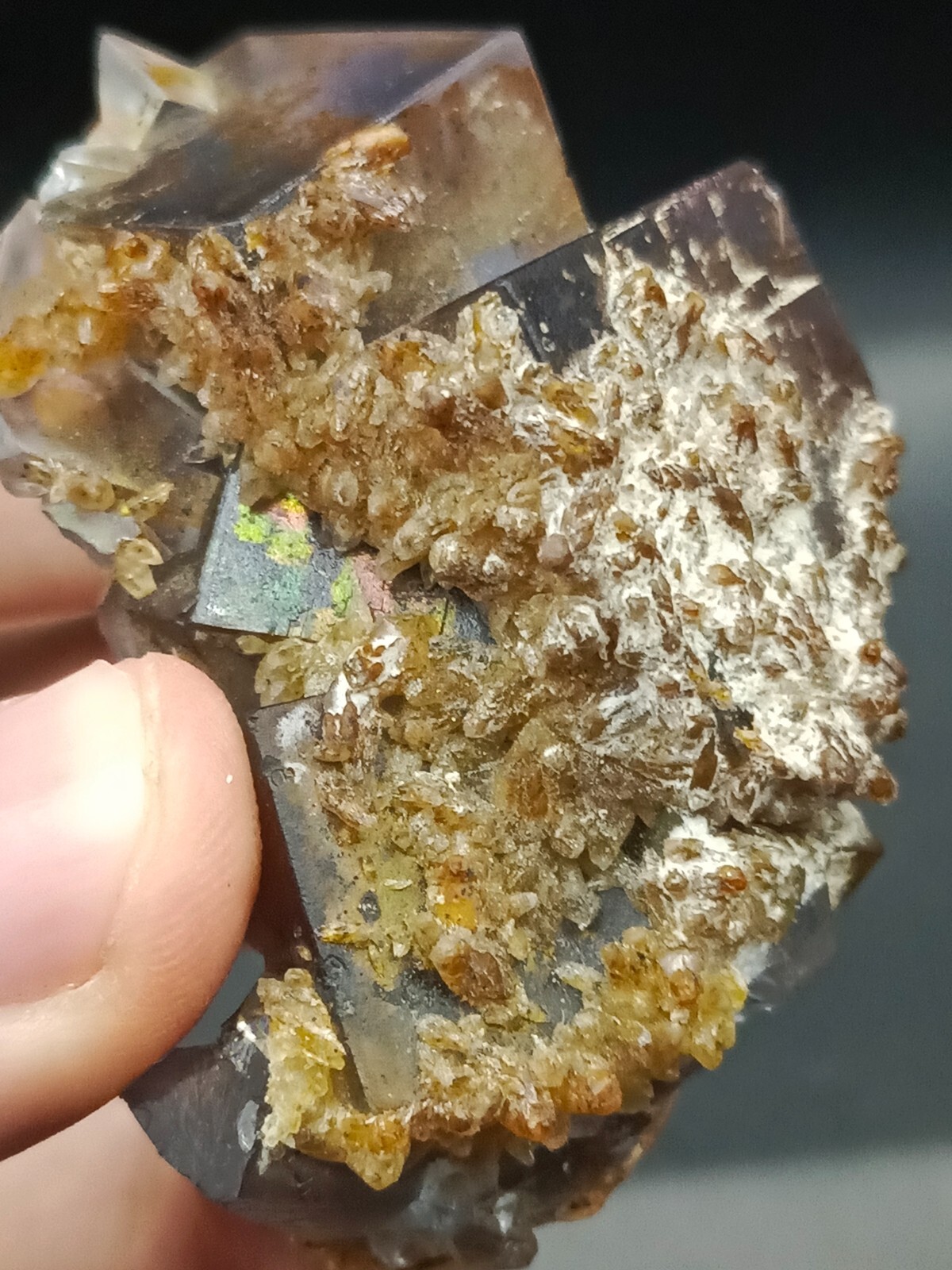 42g Natural Iridescent Cubic Fluorite Crystal Specimen With Blue Inclusions