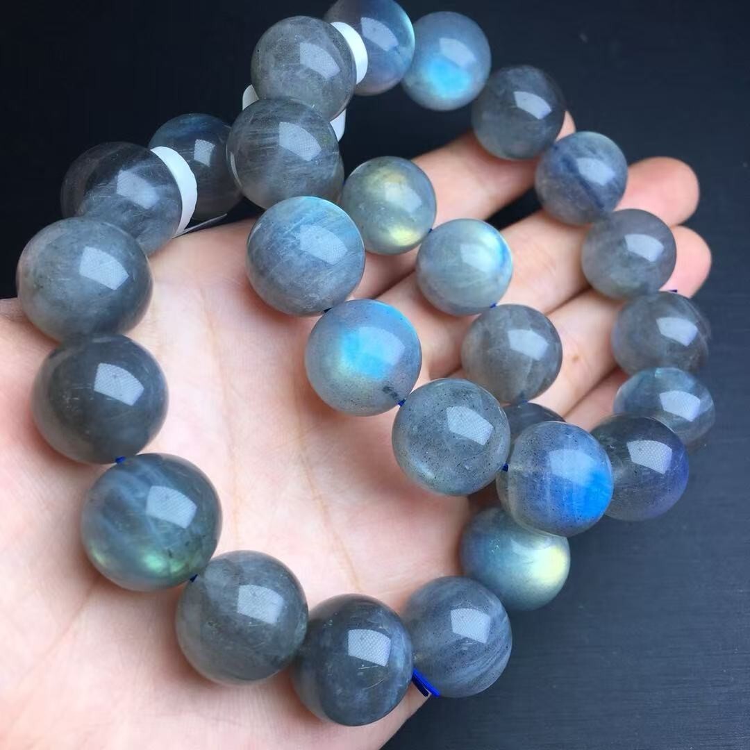 18mm Natural Moonstone Bead Bracelet Reiki Crystal Quartz Healing Decorate 1pc