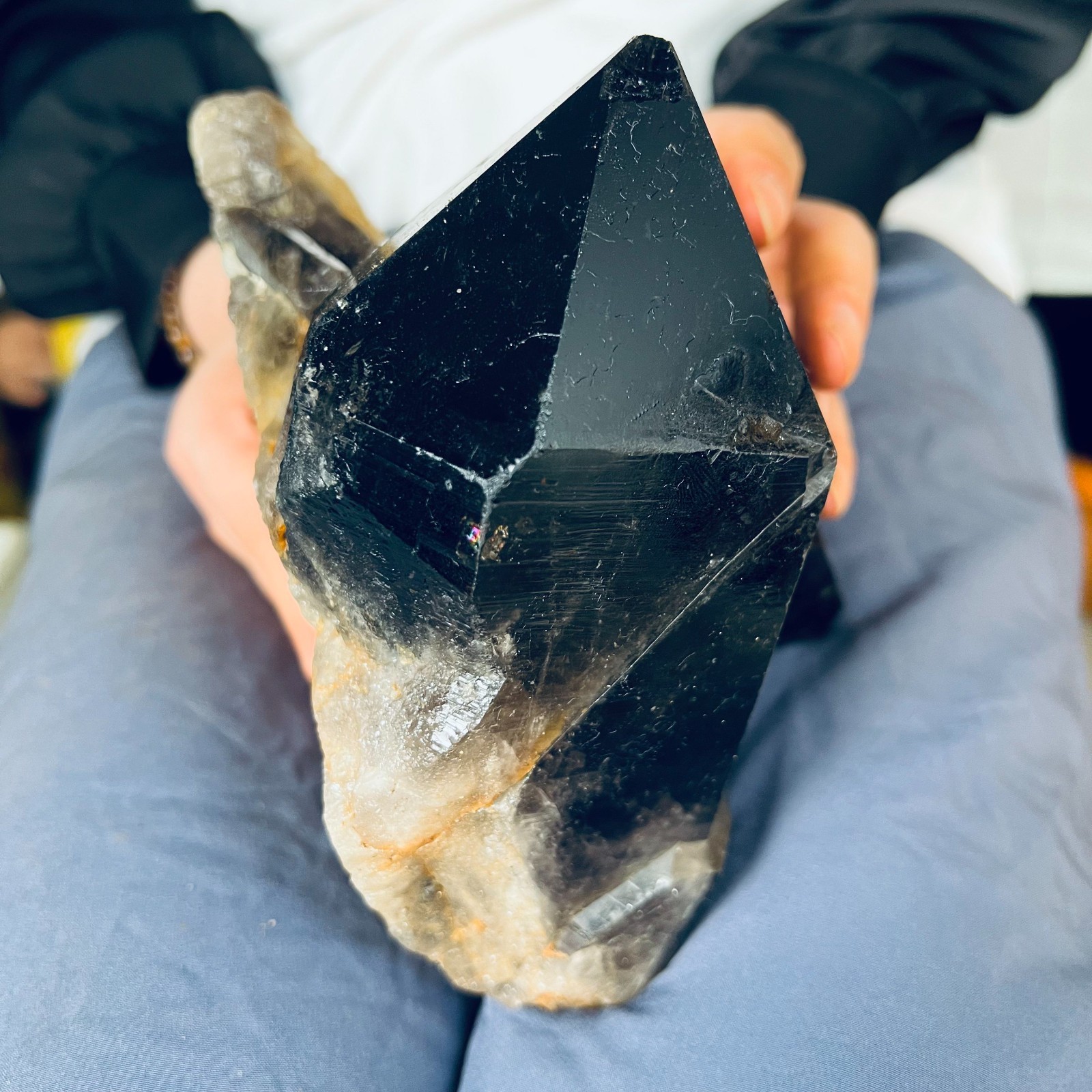 4.62LB TOP natural black smoky quartz cluster crystal vug point Mineral specimen