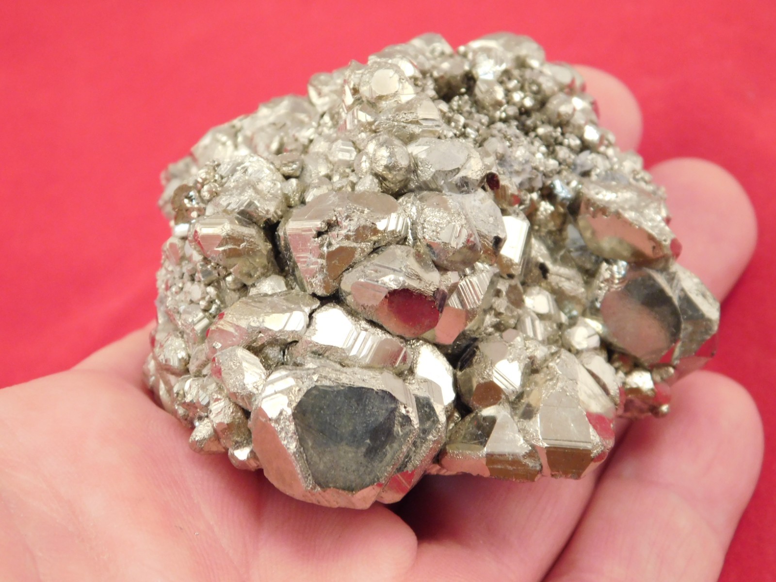 Larger! RHOMBIC PYRITE Crystals Cluster 100% Natural Peru 341gr