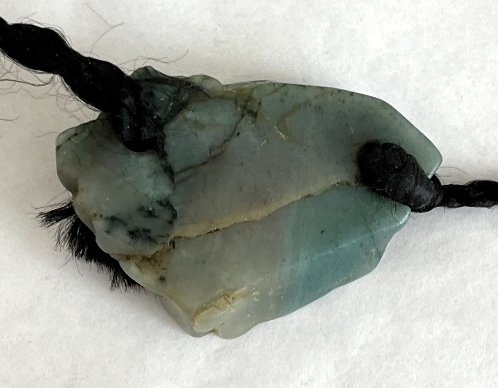 Green Chalcedony Palm Stone Pendant. Artisan Handmade Polished Crystal Healing