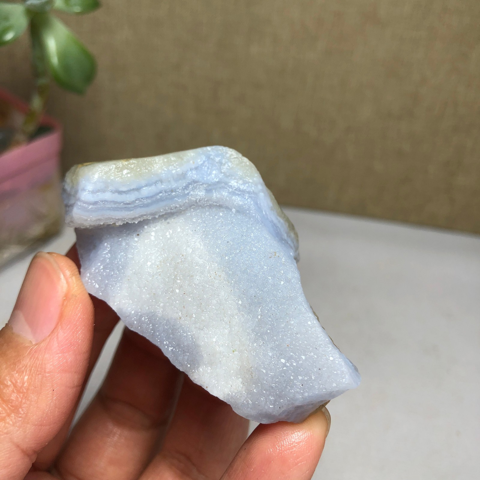62-31-20mm Natural Blue chalcedony Crystal gemstone Rough Mineral Specimen A2162