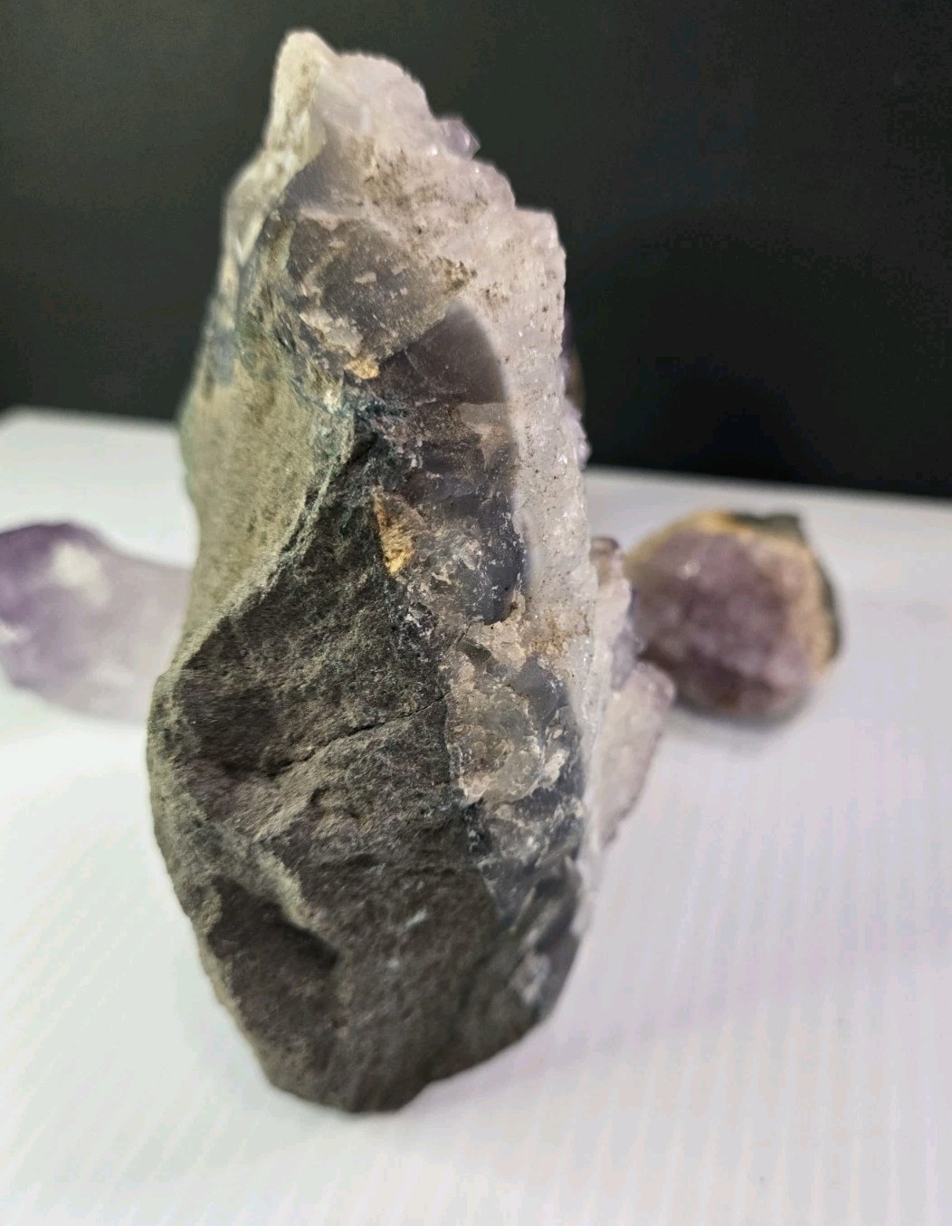 Natural Amethyst Lavendar purple Crystal Geode cluster set lot of 4