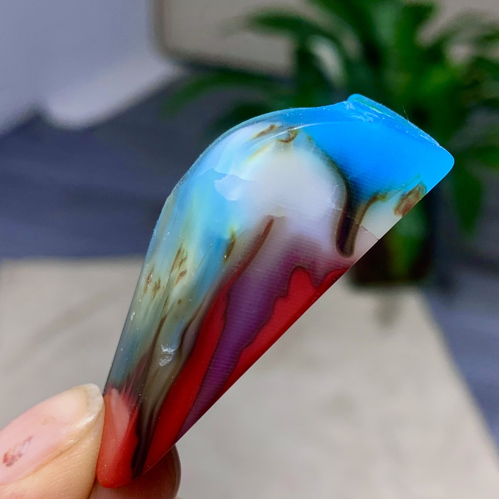 27G Natural NanHong Agate block multicolored Pattern Cabochon mineral Crystal