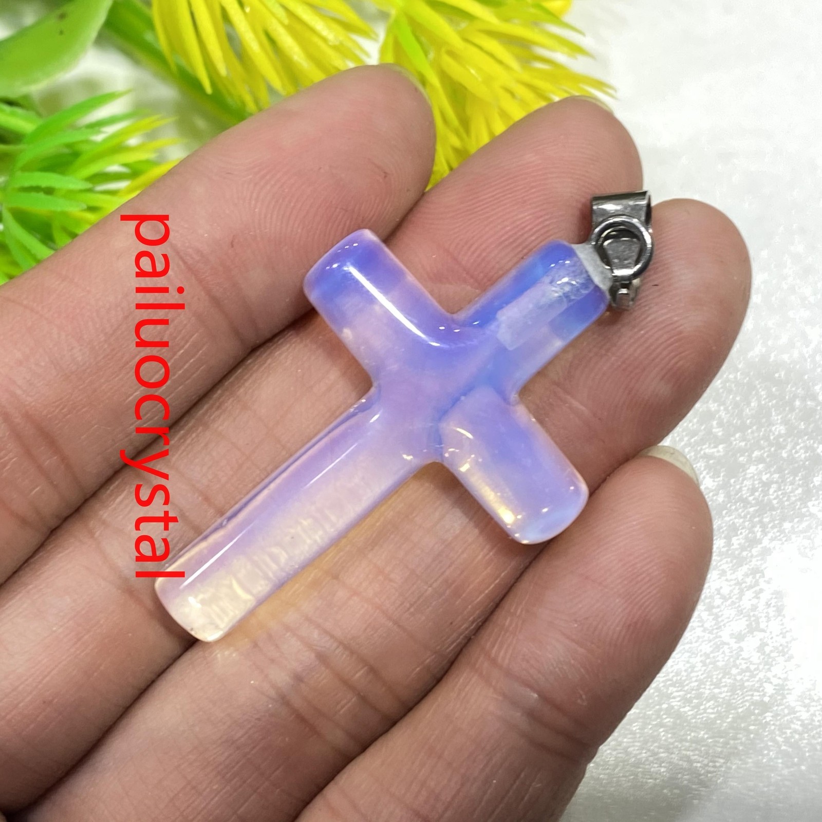 1.8″ Opalite Cross Quartz Crystal Skull Carved Pendant Reiki Healing Gem 1pc