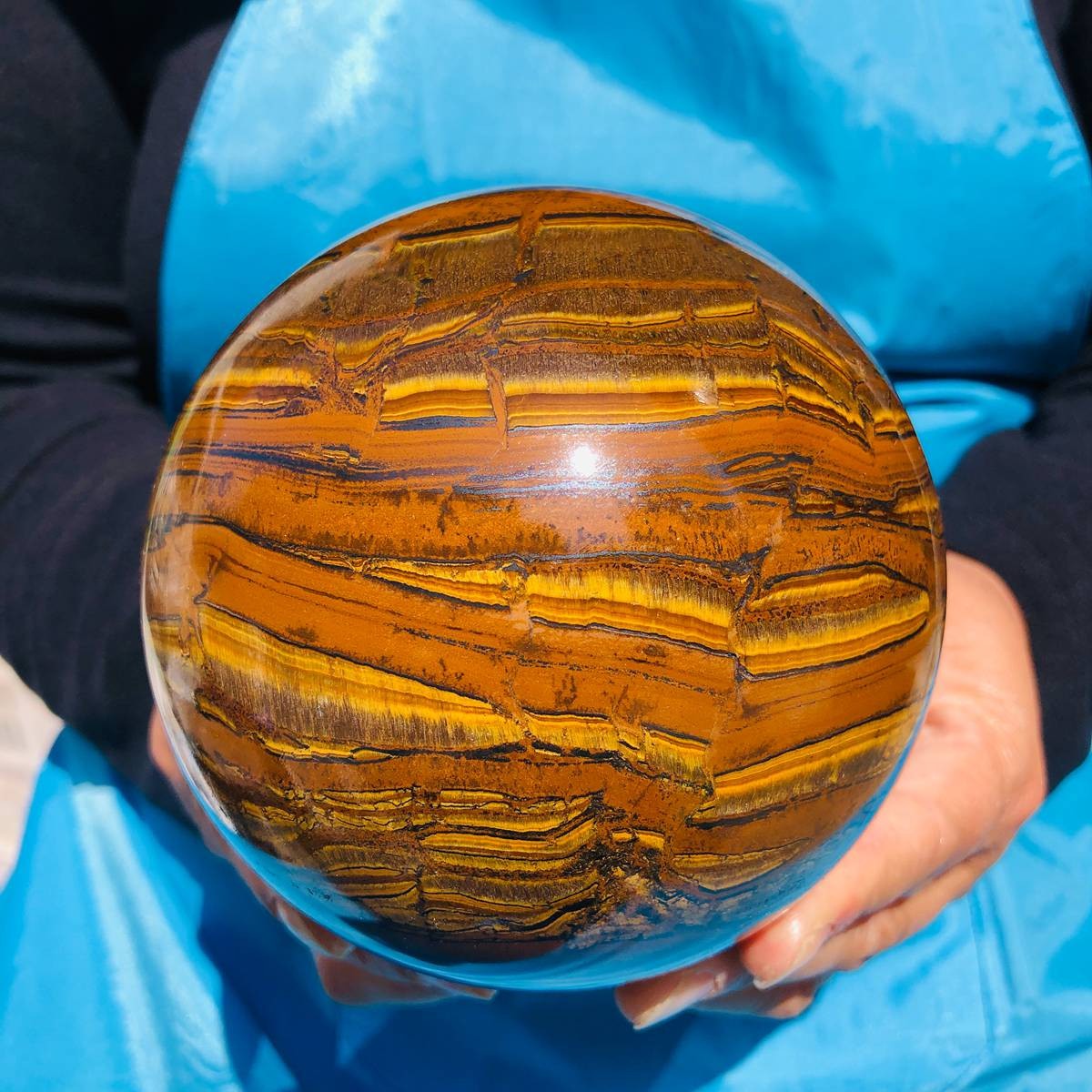 1920g Rare NATURAL Yellow tiger eye quartz crystal ball Healing stone