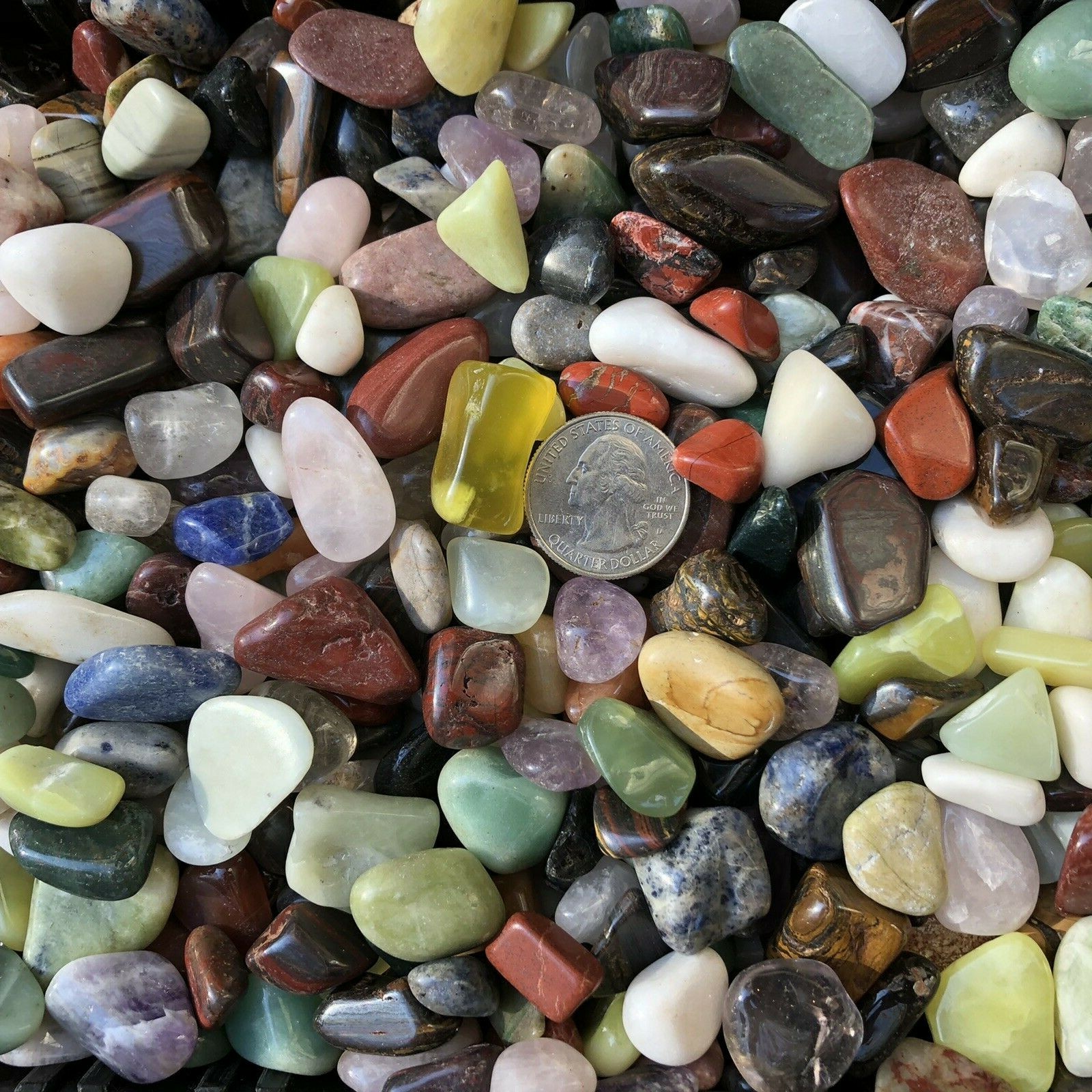 1/2 lb Tumbled Natural Assorted Small Gemstone Mix 40-90 Stones Rocks Bulk Gems
