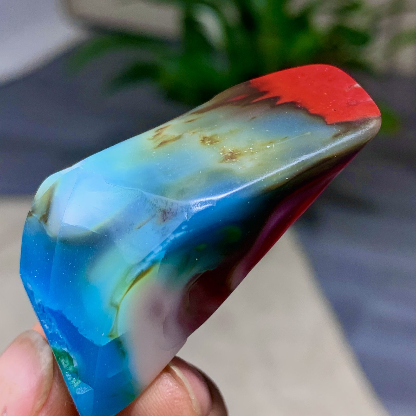 27G Natural NanHong Agate block multicolored Pattern Cabochon mineral Crystal