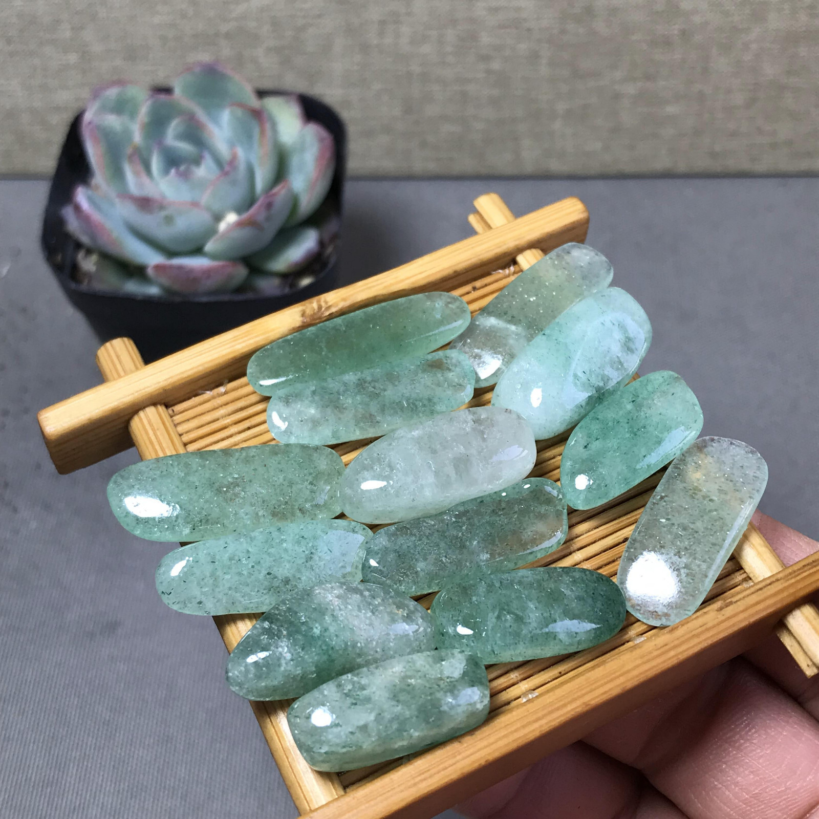 13Pcs Natural Green Strawberry Crystal gemstone Polish Mineral Specimen A6586