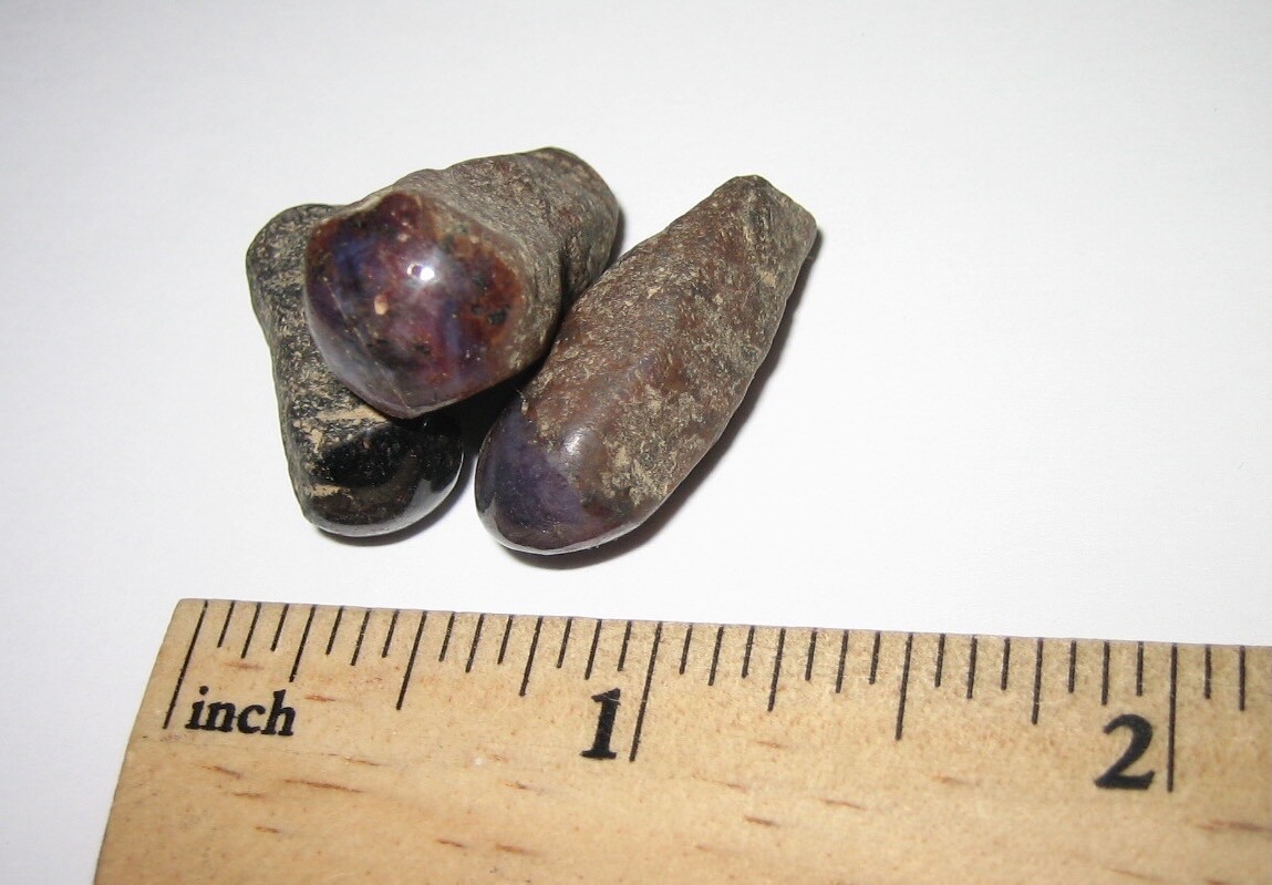 3 PART POLISHED 0.8″- 1″ NATURAL ROUGH ‘STAR SAPPHIRE’ CRYSTALS INDIA ~ 19g *2