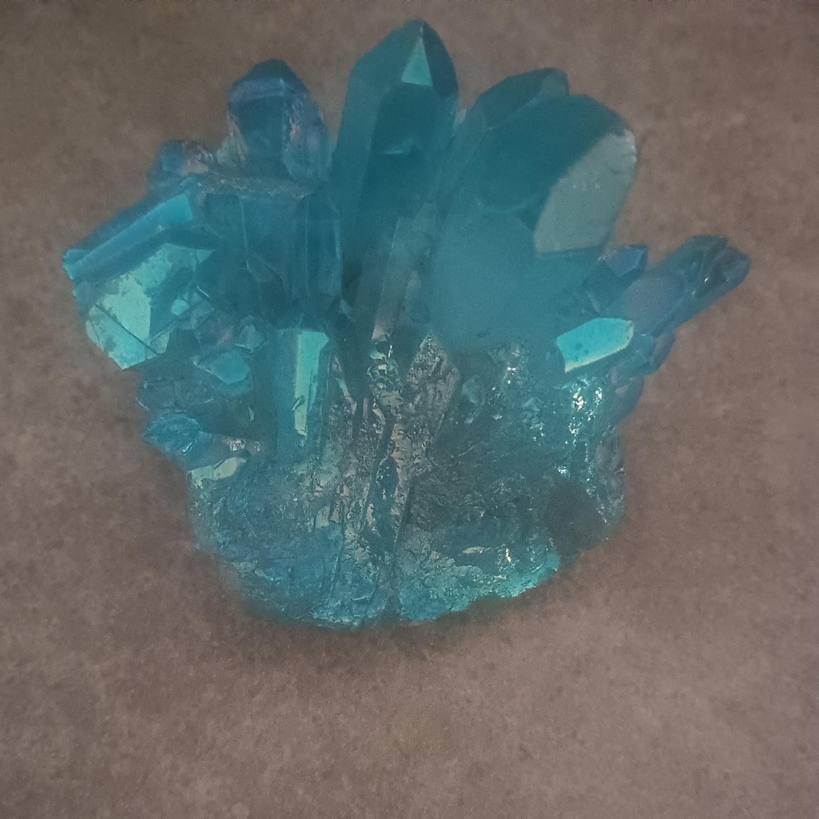 Aqua Aura Blue Quartz Titanium Cluster Mineral Specimen Healing Crystal 80-100g