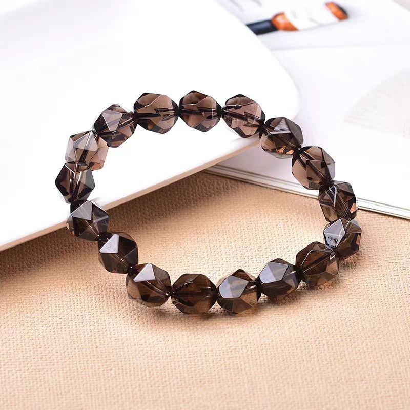 Natural Smoky Quartz Round Bead Bracelet Adult Collector’s Item