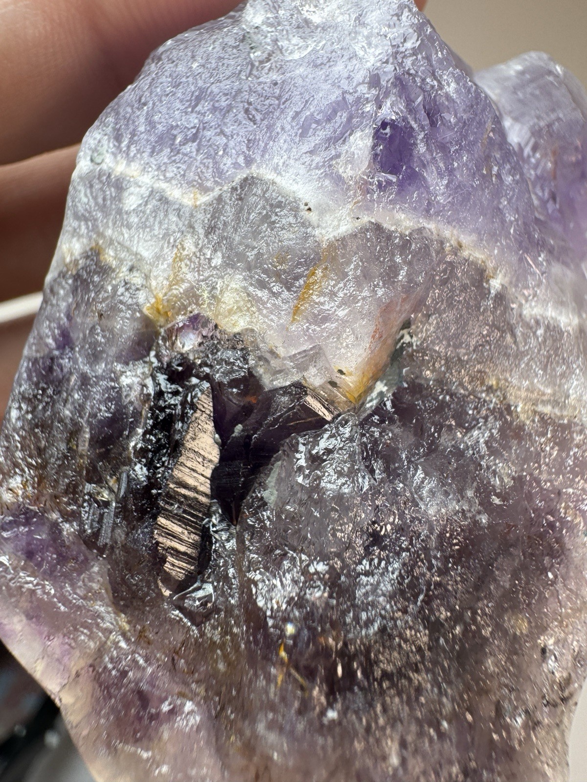 Boreal Amethyst Crystal Auralite23 Natural Phantom Reveal On Polished Face