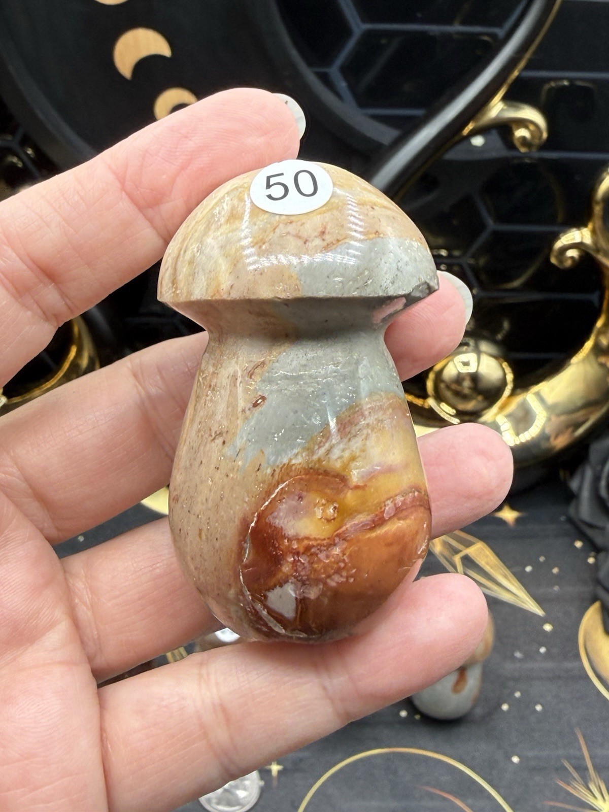 Natural Polychrome Jasper Mushrooms Carvings Free shipping