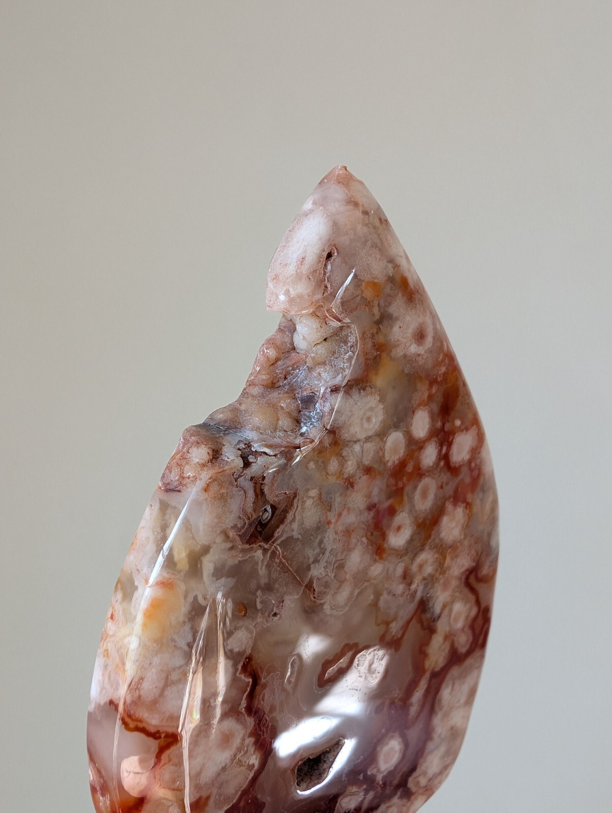 Red Cherry Flower Agate Freeform Ornament Teardrop Crystal Gemstone Chakra