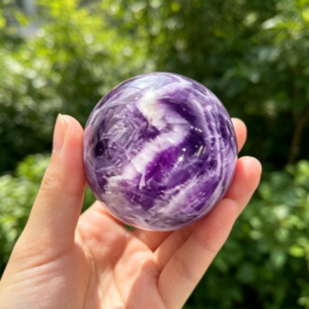 Natural Dreamy purple crystal Sphere Ball Reiki Healing stone Meditation Decor