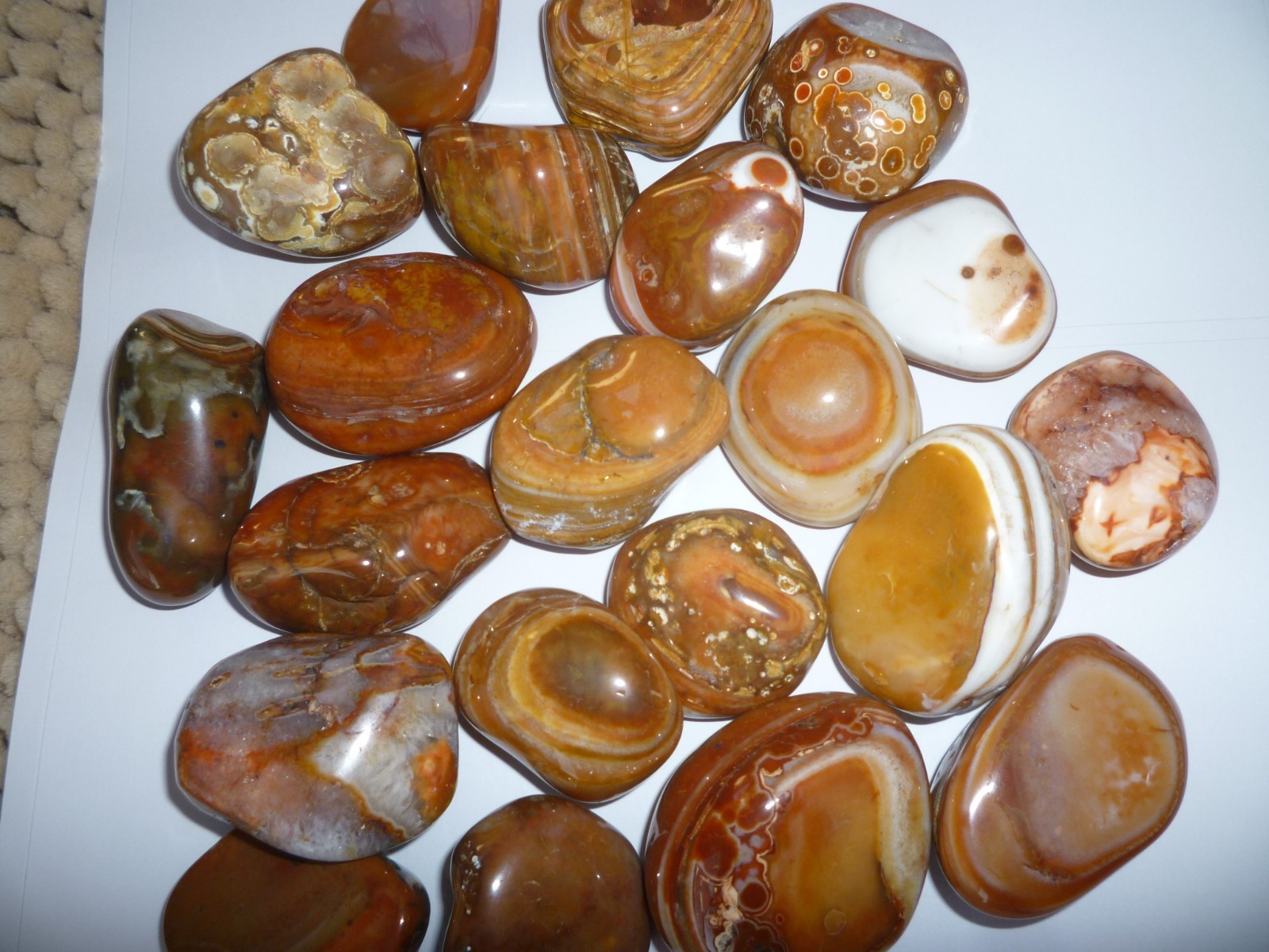 Beautiful Polished Banded Whole Brazilian Bahia Agate Nodules 3 Stone Lot