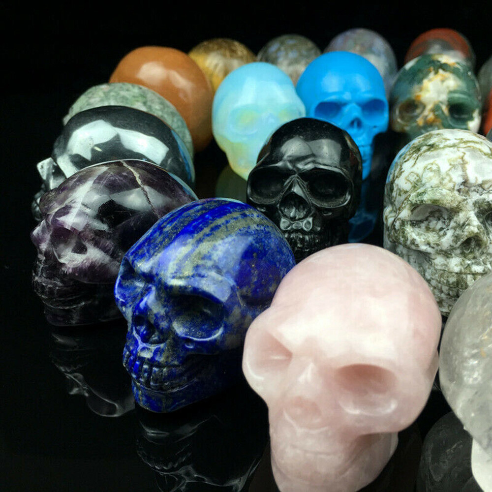 2” Natural Skull Quartz Crystal Specimen Hand-Carved Reiki Healing Stone
