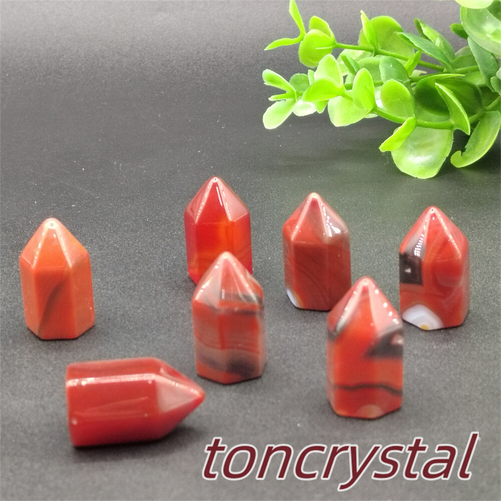 10pcs Top Natural Red Agate Mini Obelisk Quartz Wand Crystal Point Reiki Healing