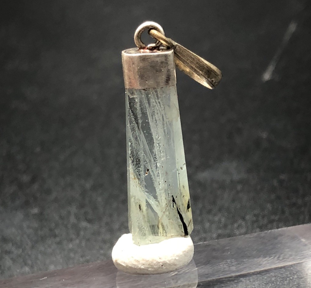 Polished aquamarine Pendant With 925 Silver hook from Pakistan Weight 9 Carat
