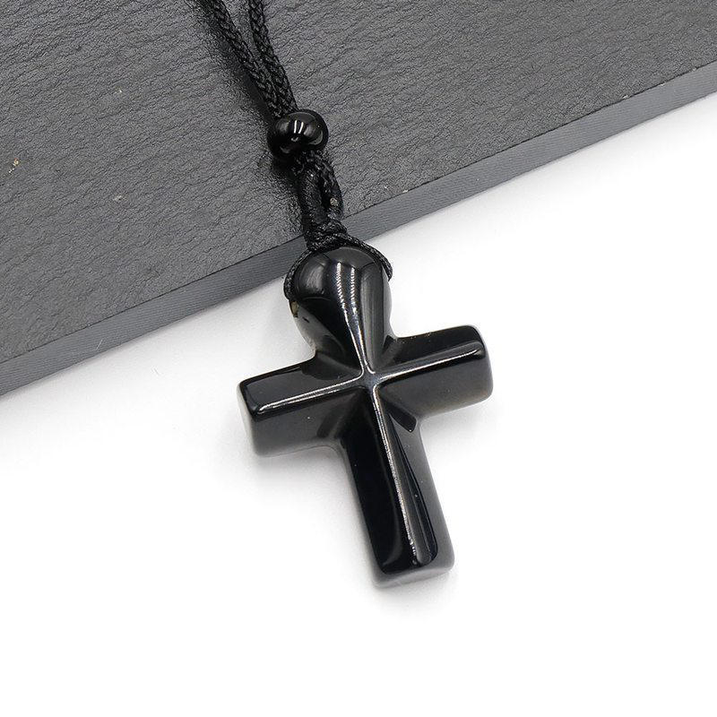 Natural Quartz Crystal Gemstone Crucifix Pendant Healing Reiki Necklace Amulet