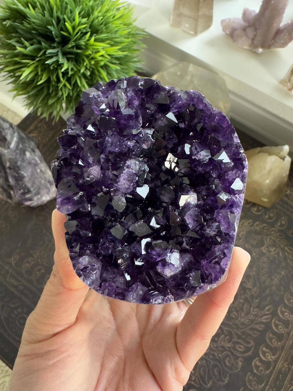 Amethyst Crystal Cluster Geode Dark Purple Grape Jelly Amethyst Mineral Decor 88