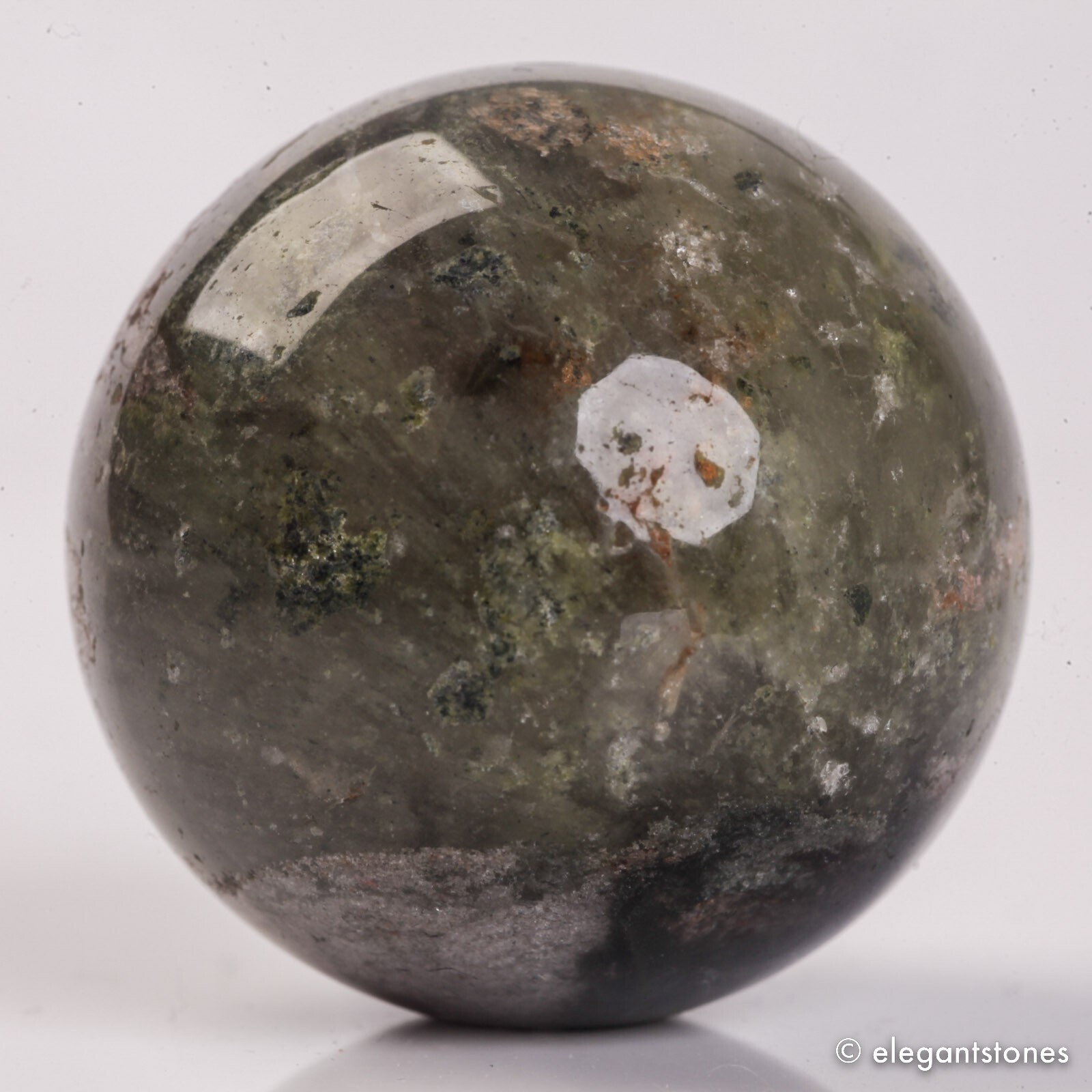 48g32mm Natural Garden/Phantom/Ghost/Lodolite Quartz Crystal Sphere Healing Ball