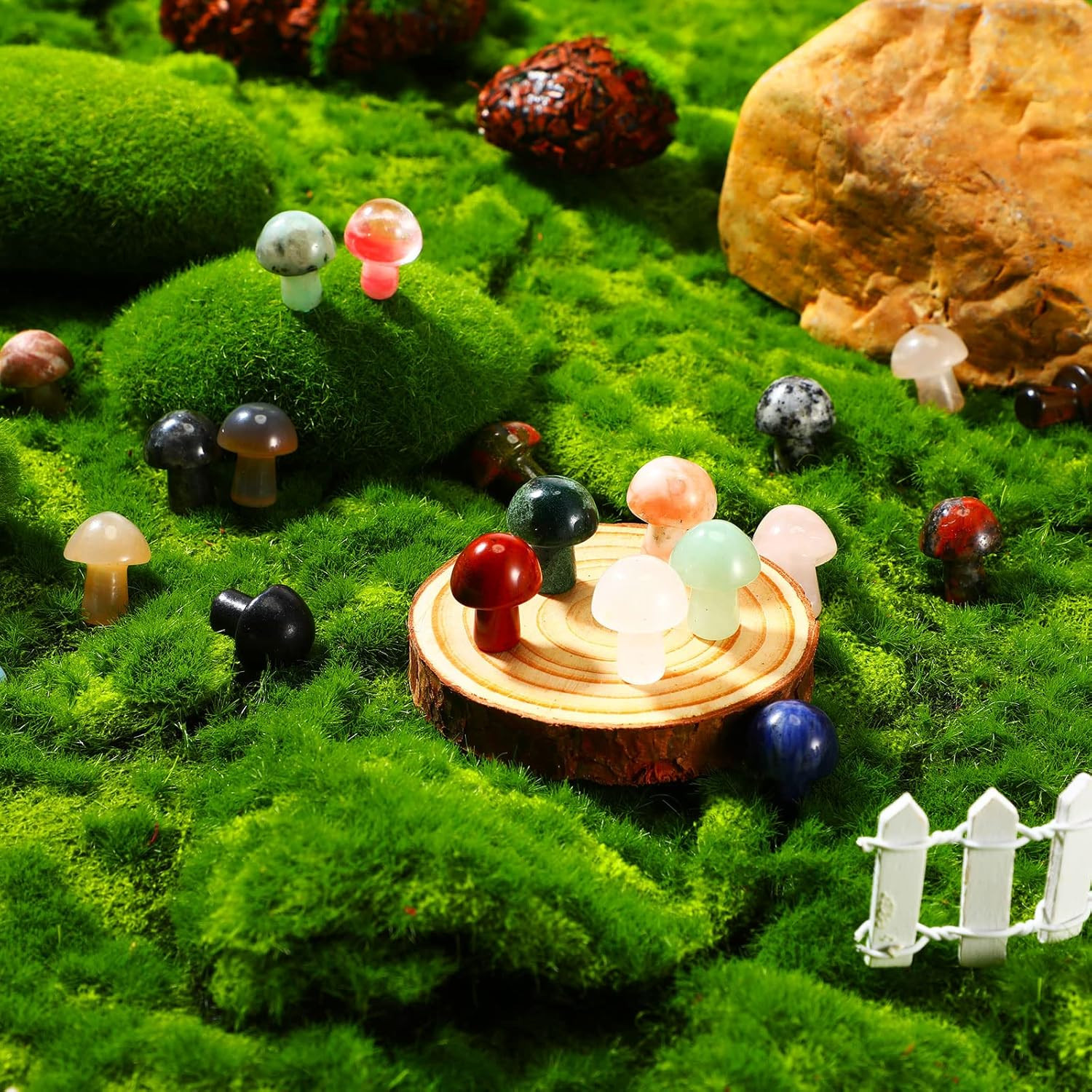 20 Pcs Crystal Mushroom Decor Hand Making Mini Sculpture Mushroom Worry Stone Fi