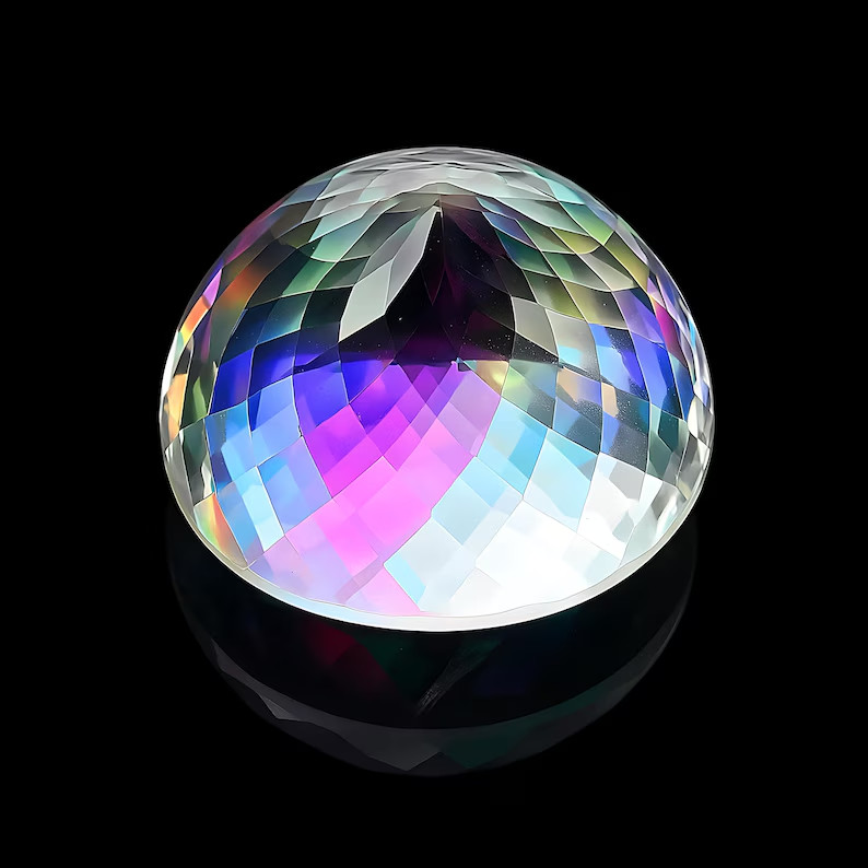 100Ct Natural Rainbow Color Round Cut Mystic Topaz Loose Certified Gemstone