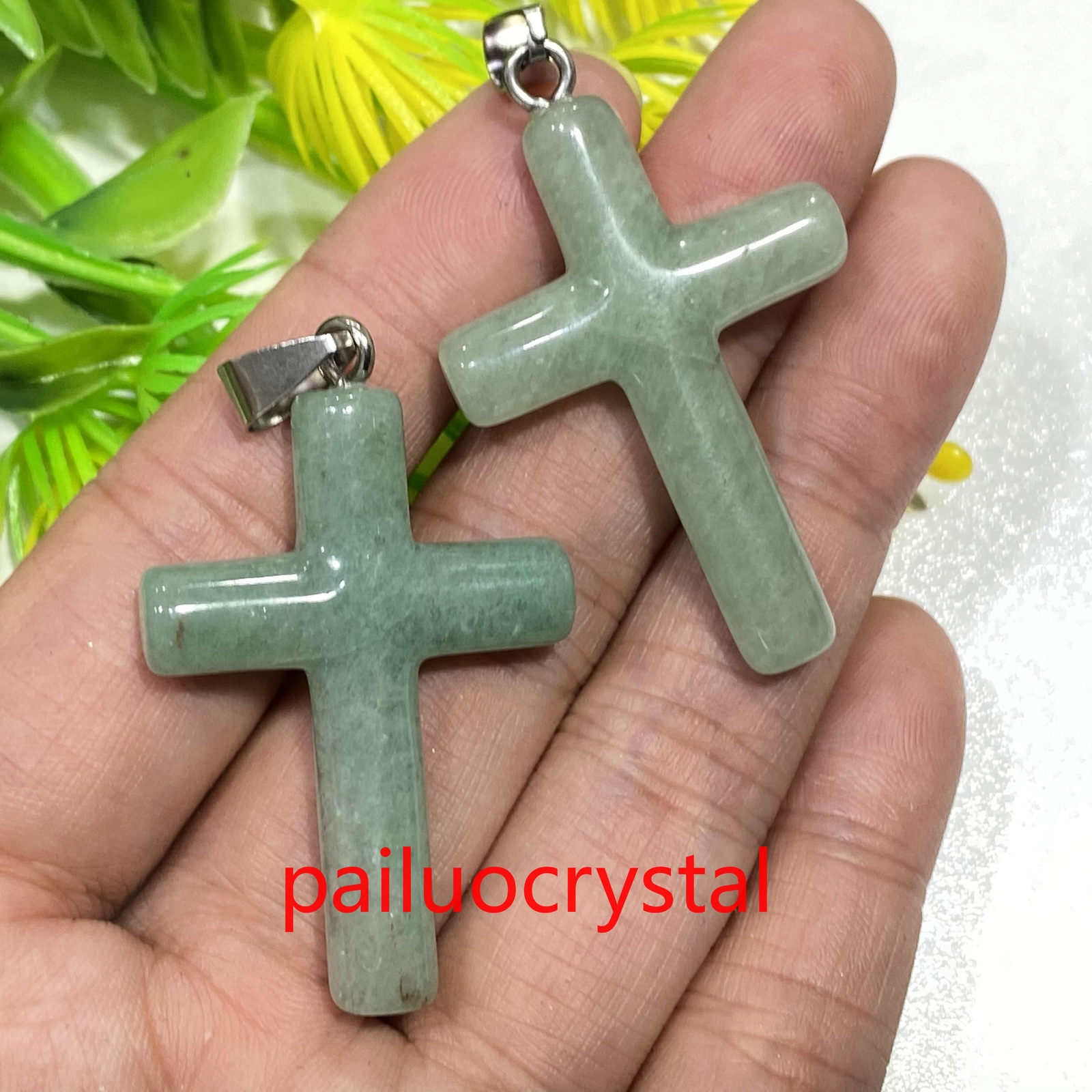 1.8″ Natural Aventurine Cross Quartz Crystal Skull Carved Pendant Healing 1pc