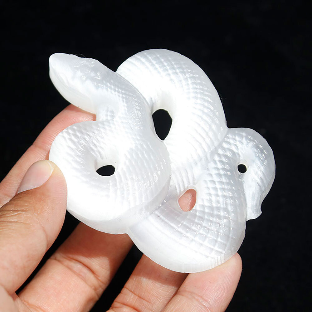 3″ Natural Selenite Snake Skull Carved Quartz Crystal Skull Reiki Healing 1/2Pcs