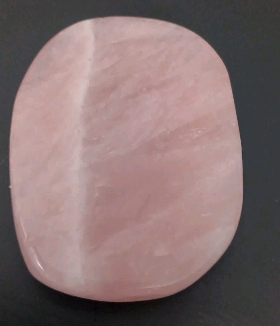 Rose Quartz Cabochon Shaped Polished White Stripe Display Or Cabochon