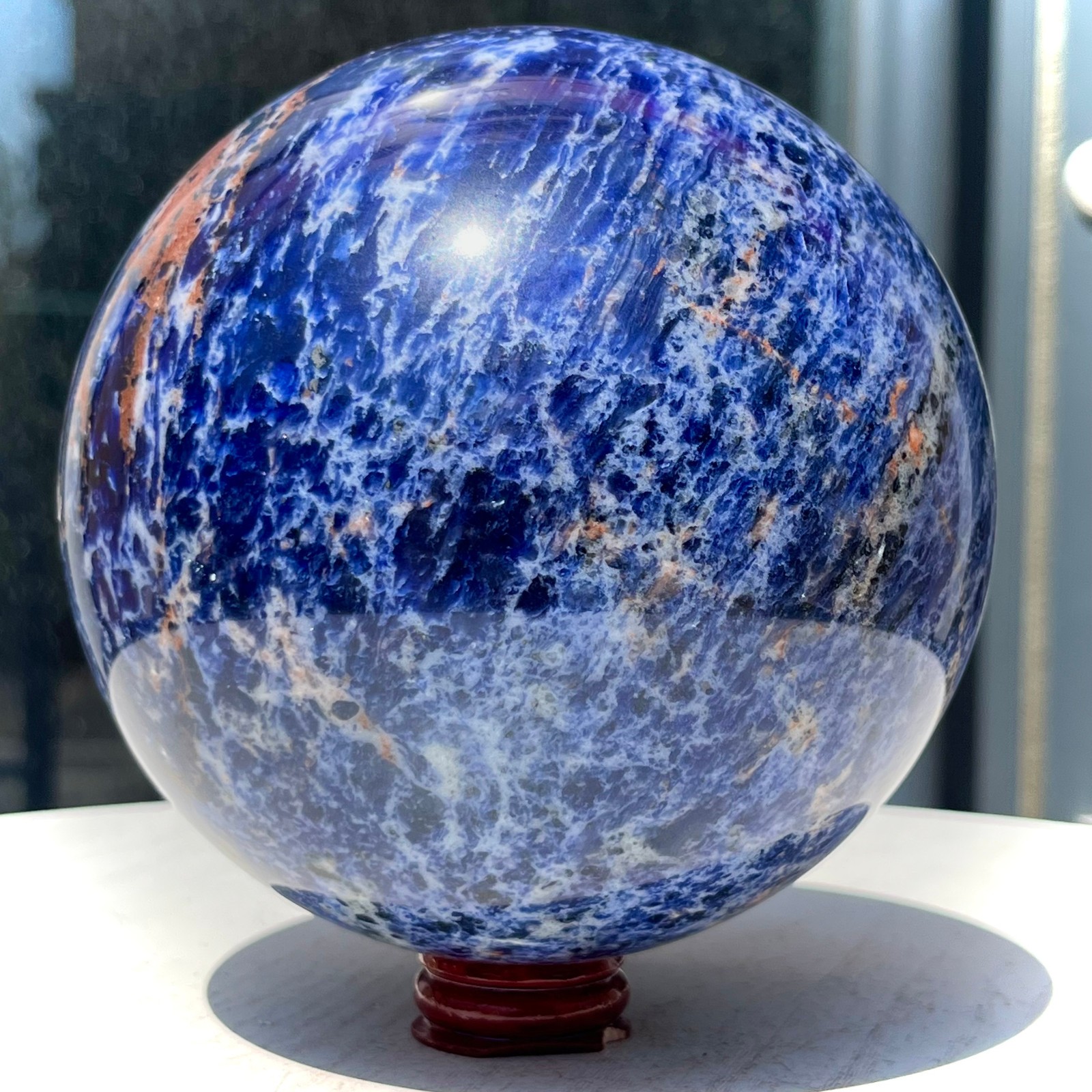 Natural Blue Sodalite Sphere Crystal Ball Healing Stone Reiki Chakra Gift 5.8 lb