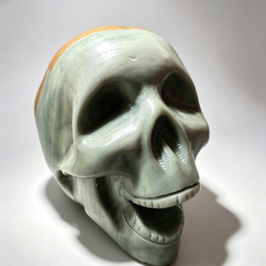 Natural Songhua Stone Skull Figurine Polished Crystal Desk Decor Unique Gift