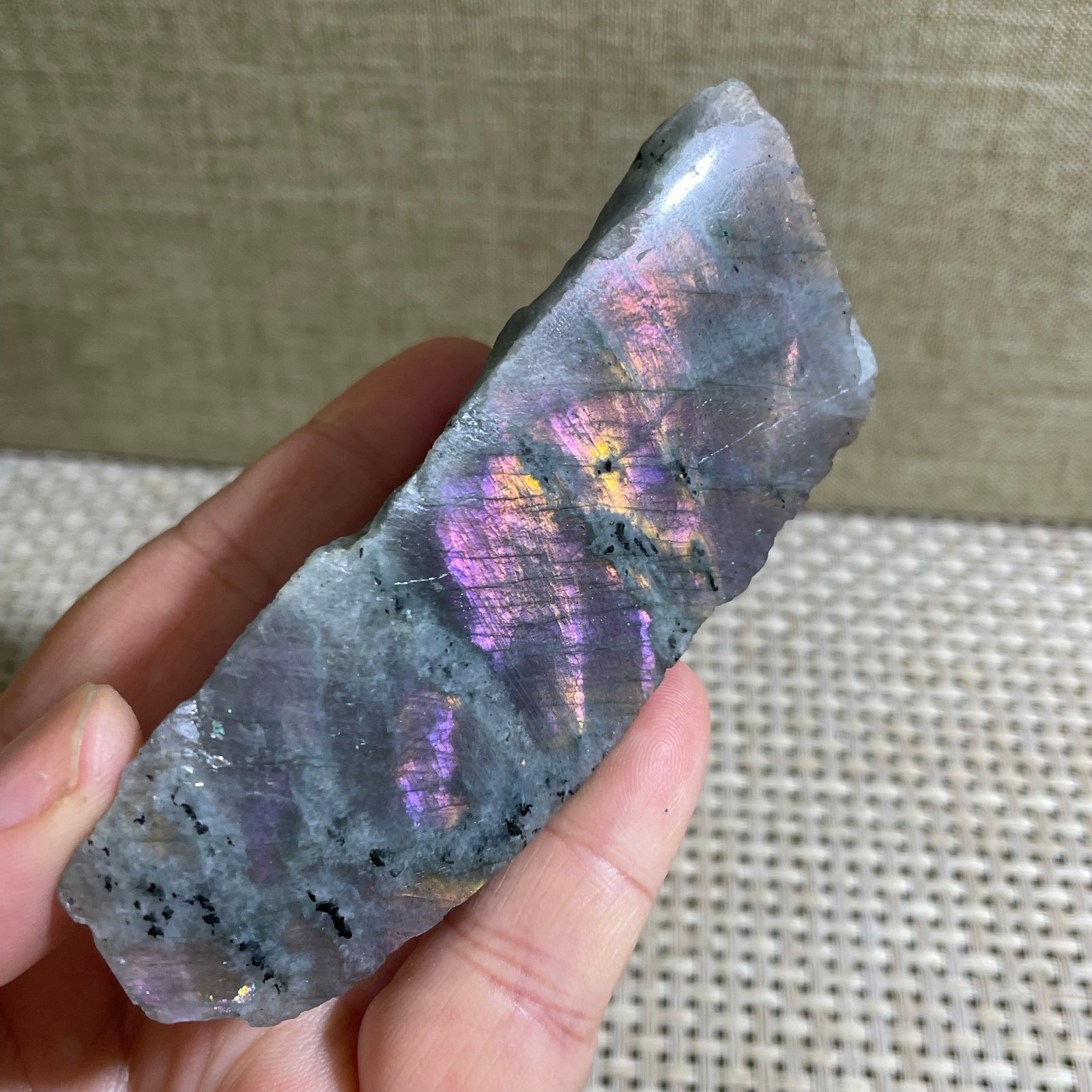 Rare Flashy Labradorite Slab Rough Gemstone Raw Labradorite Rough 123g