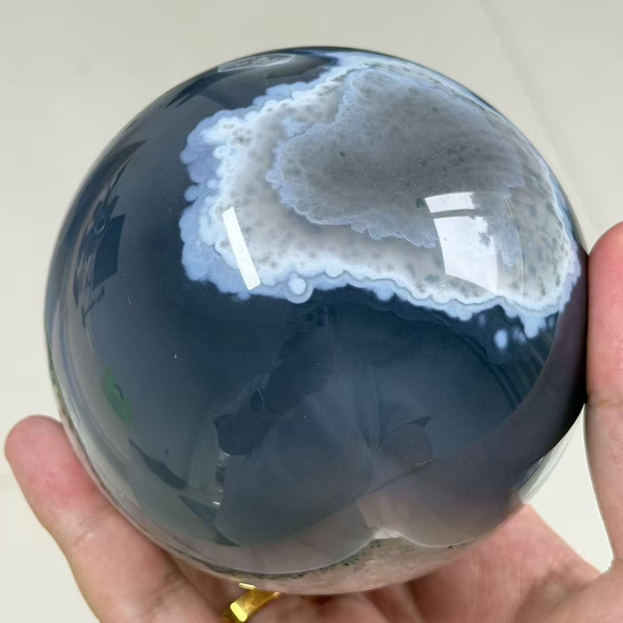 2.4LB 3.7″ A+Natural Agate Sphere Crystal Druzy Ball Healing Table Decor