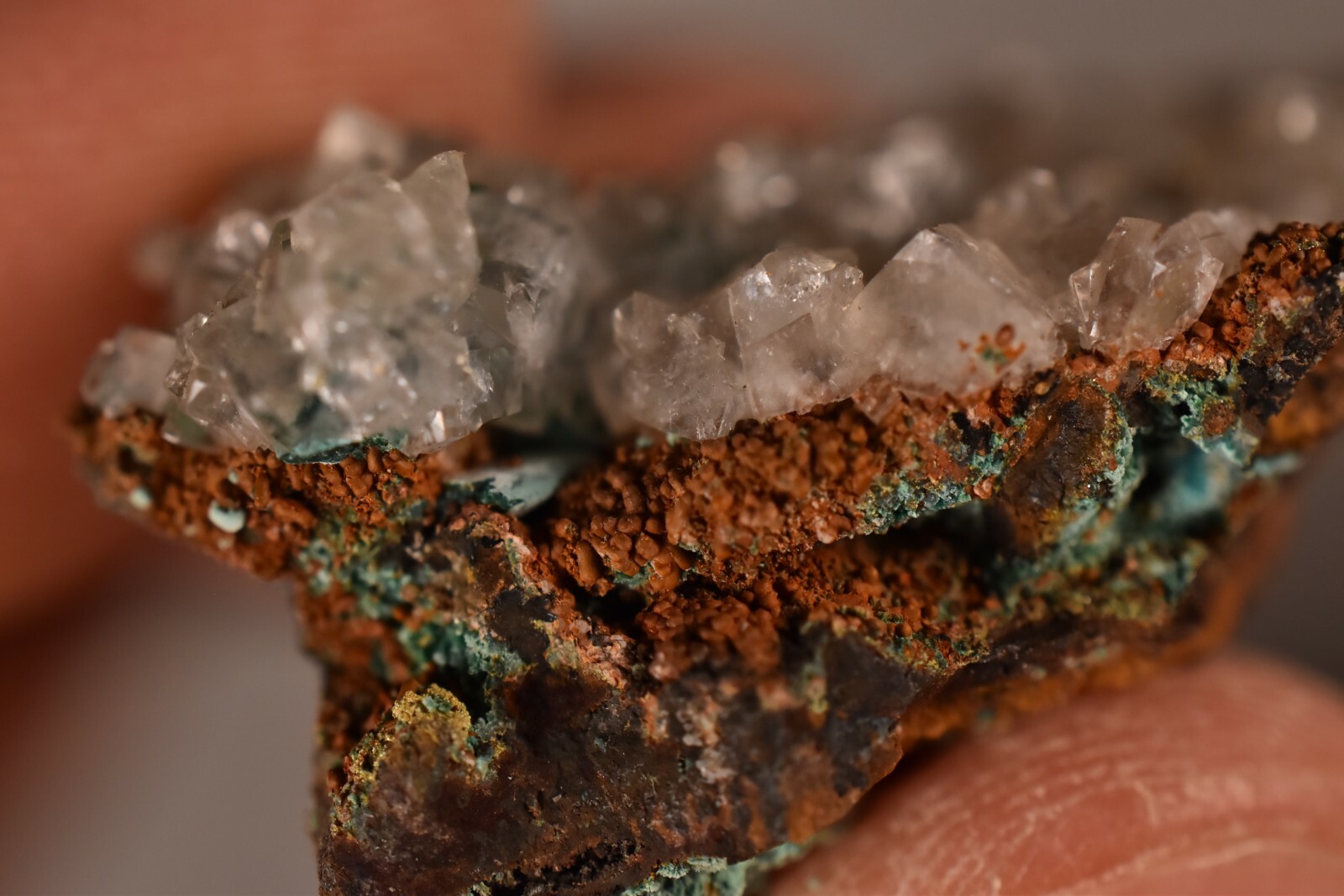 *MALACHITE & CALCITE* Cluster 4.8cm 19.7g Natural Rough Specimen Clear Crystals