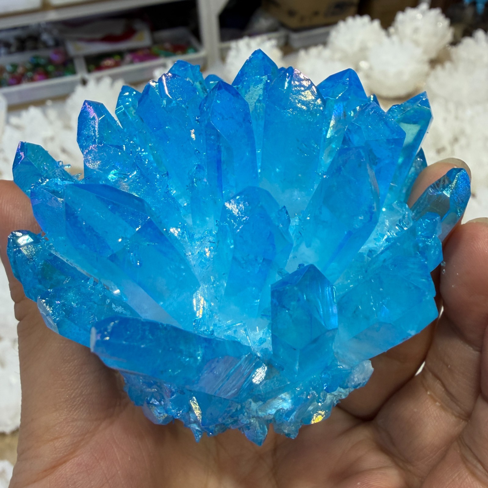 250g+ New Find blue Phantom Quartz Crystal Cluster Mineral Specimen DECOR