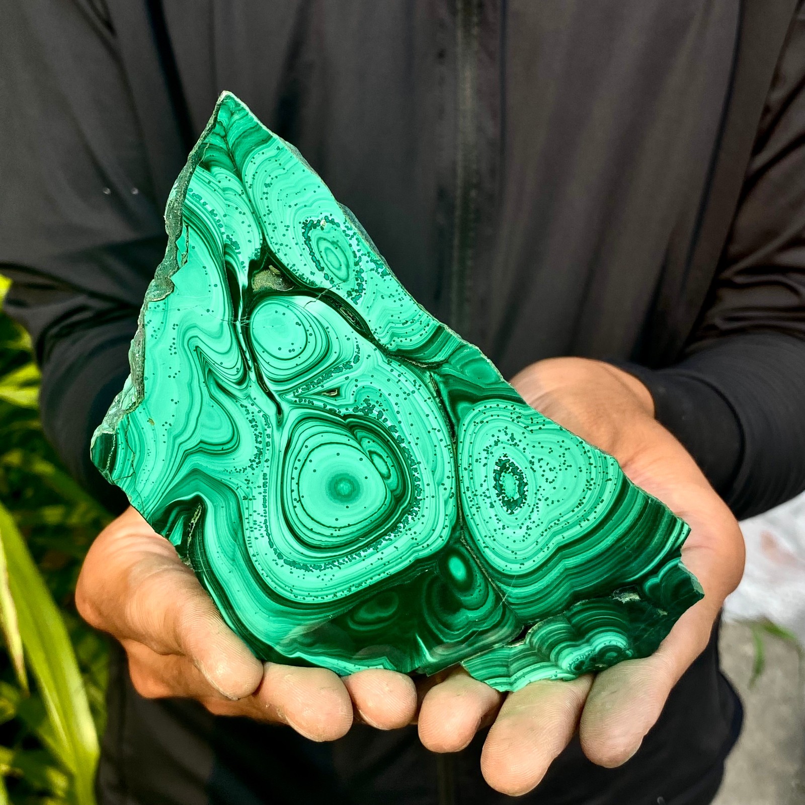 1.1LB Natural malachite slice quartz crystal luster mineral specimen