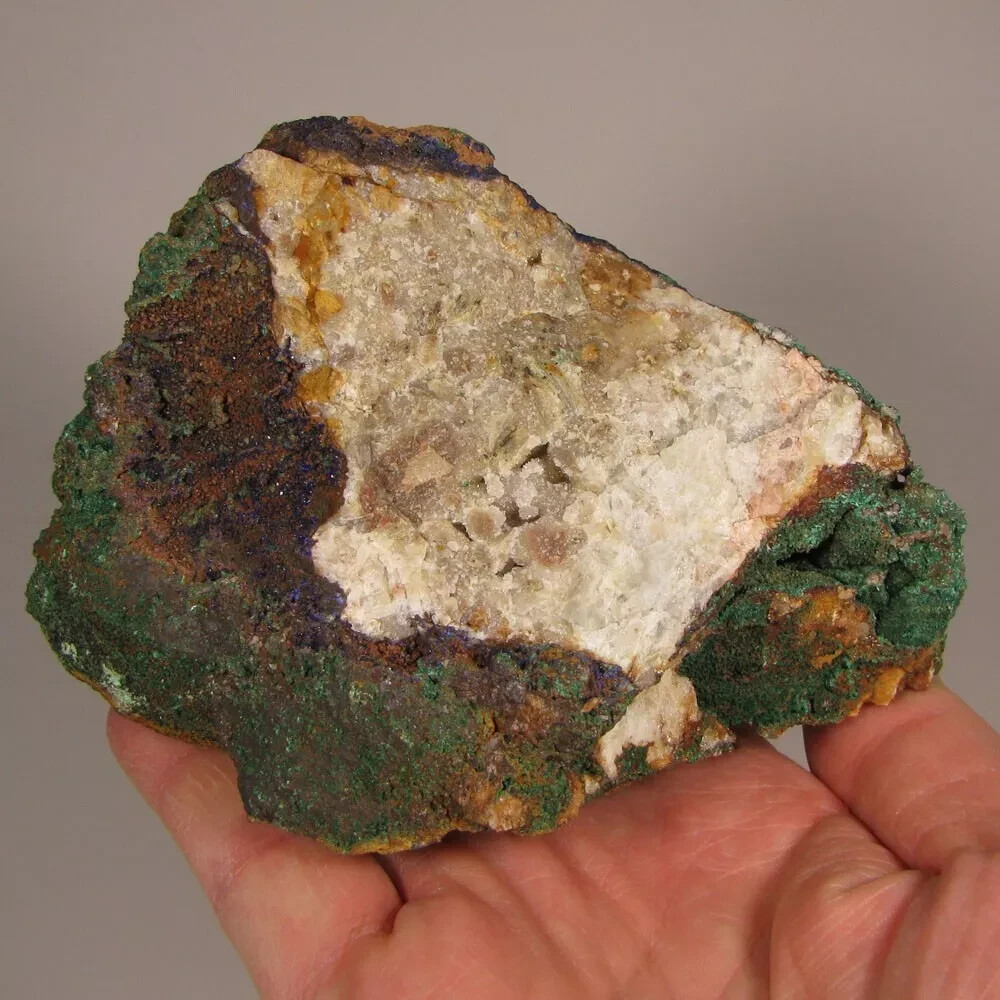 5″ Blue AZURITE w/ MALACHITE Crystals on Matrix Rock – Morocco – 1.5 lbs.