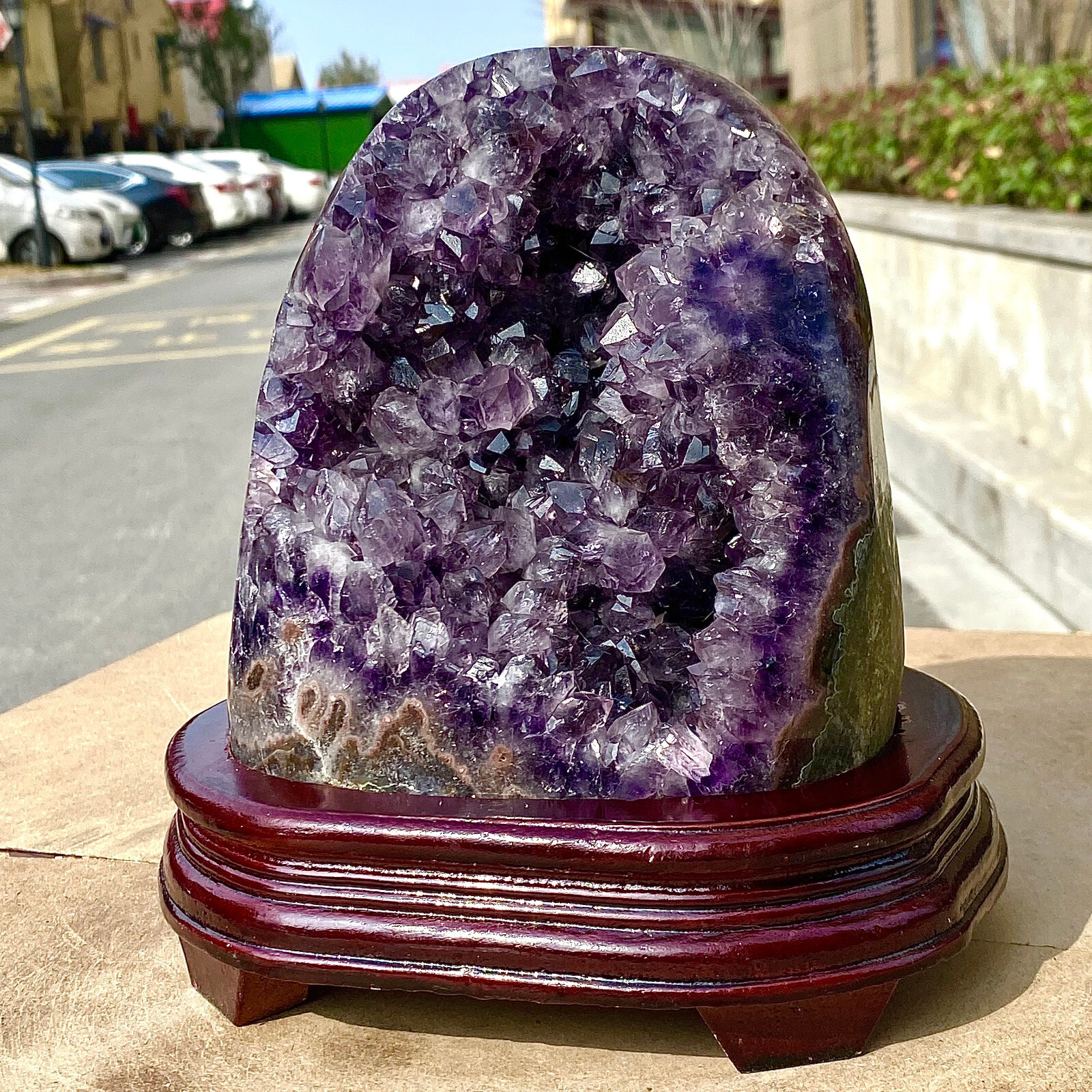 10.34LB Natural Uruguayan Amethyst Quartz Cave Geode Crystal Healing+base