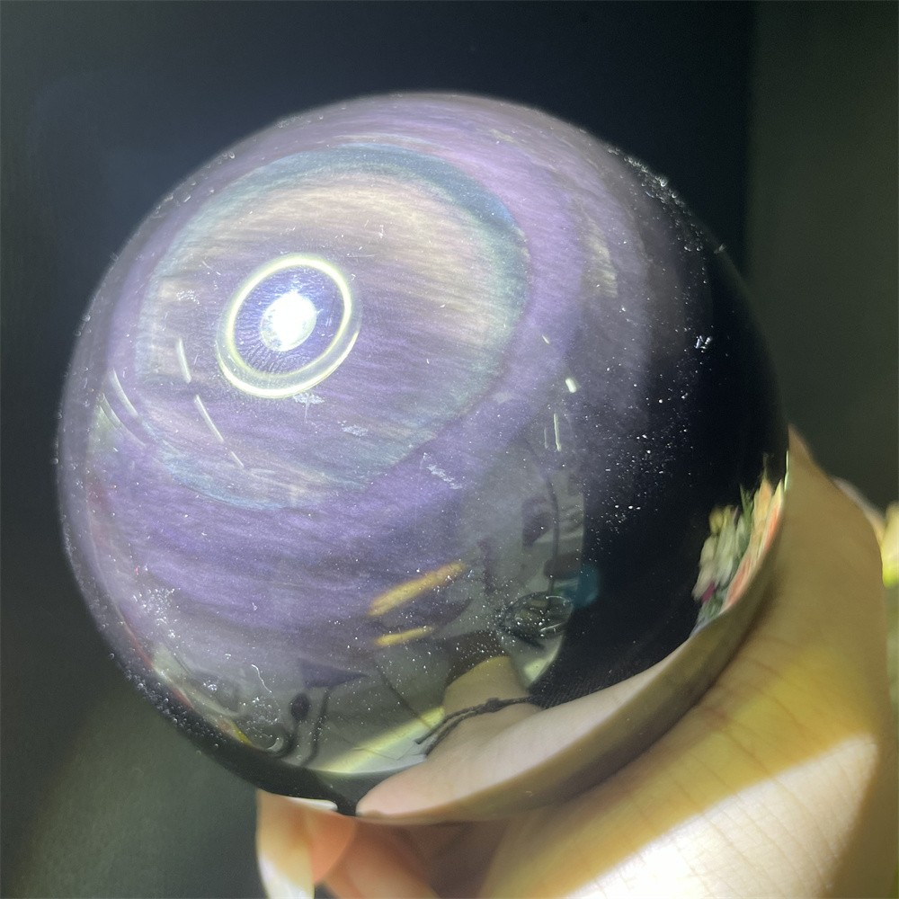 2LB 3.5″ Natural Rainbow Obsidian Sphere Ball Carved Crystal Quartz Decor Reiki